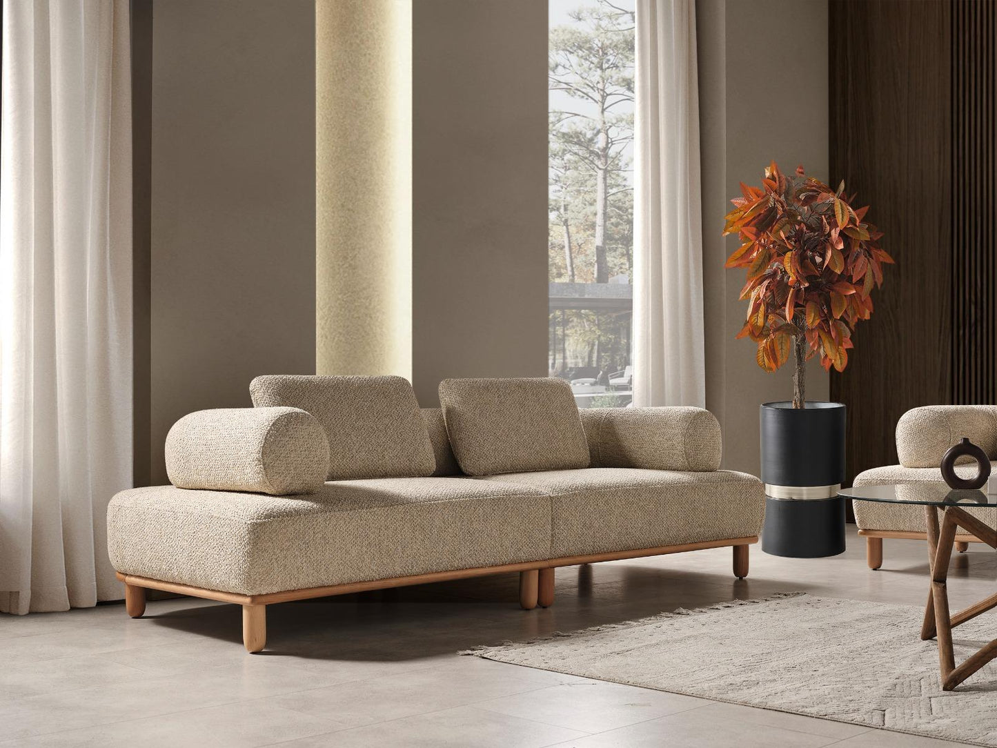 Sitzgruppe/Sofa Set - Wohnzimmergarnitur "Goldenrod" - Beige/Orange- Nobelaa