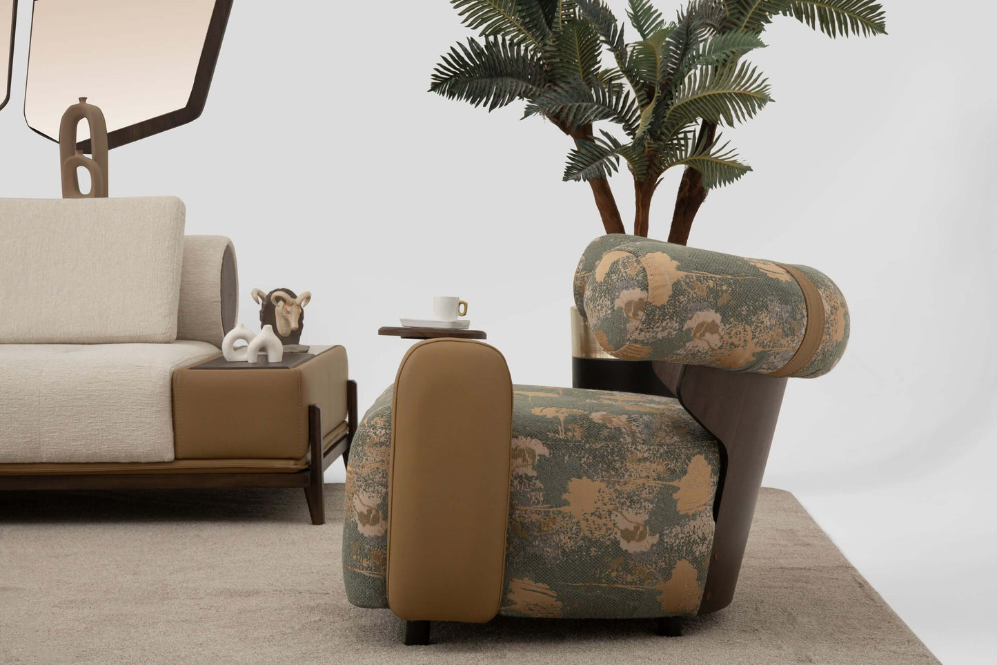 Sitzgruppe/Sofa Set - Wohnzimmergarnitur "Grevillea" 3+3+1 - Beige - Nobelaa