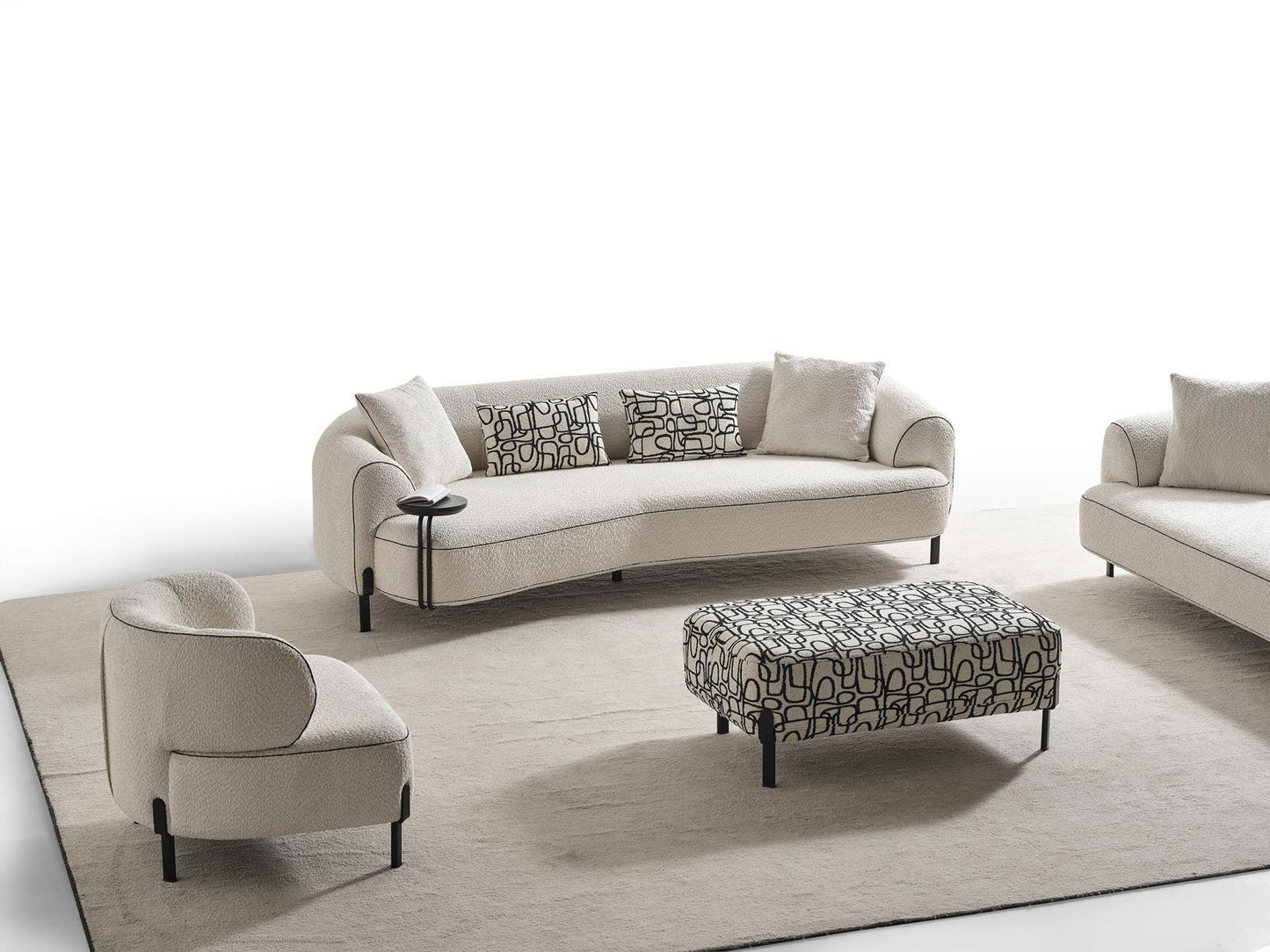 Sitzgruppe/Sofa Set - Wohnzimmergarnitur "Honeysuckle" 3+2+1 + Hocker - Weiß - Nobelaa
