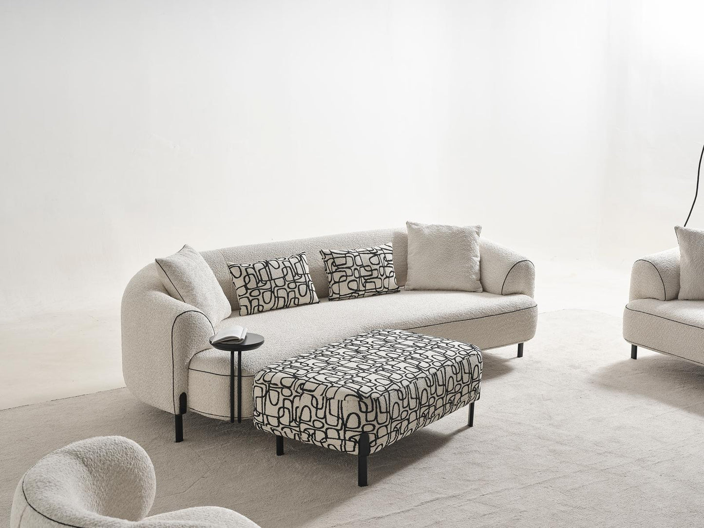 Sitzgruppe/Sofa Set - Wohnzimmergarnitur "Honeysuckle" 3+2+1 + Hocker - Weiß - Nobelaa