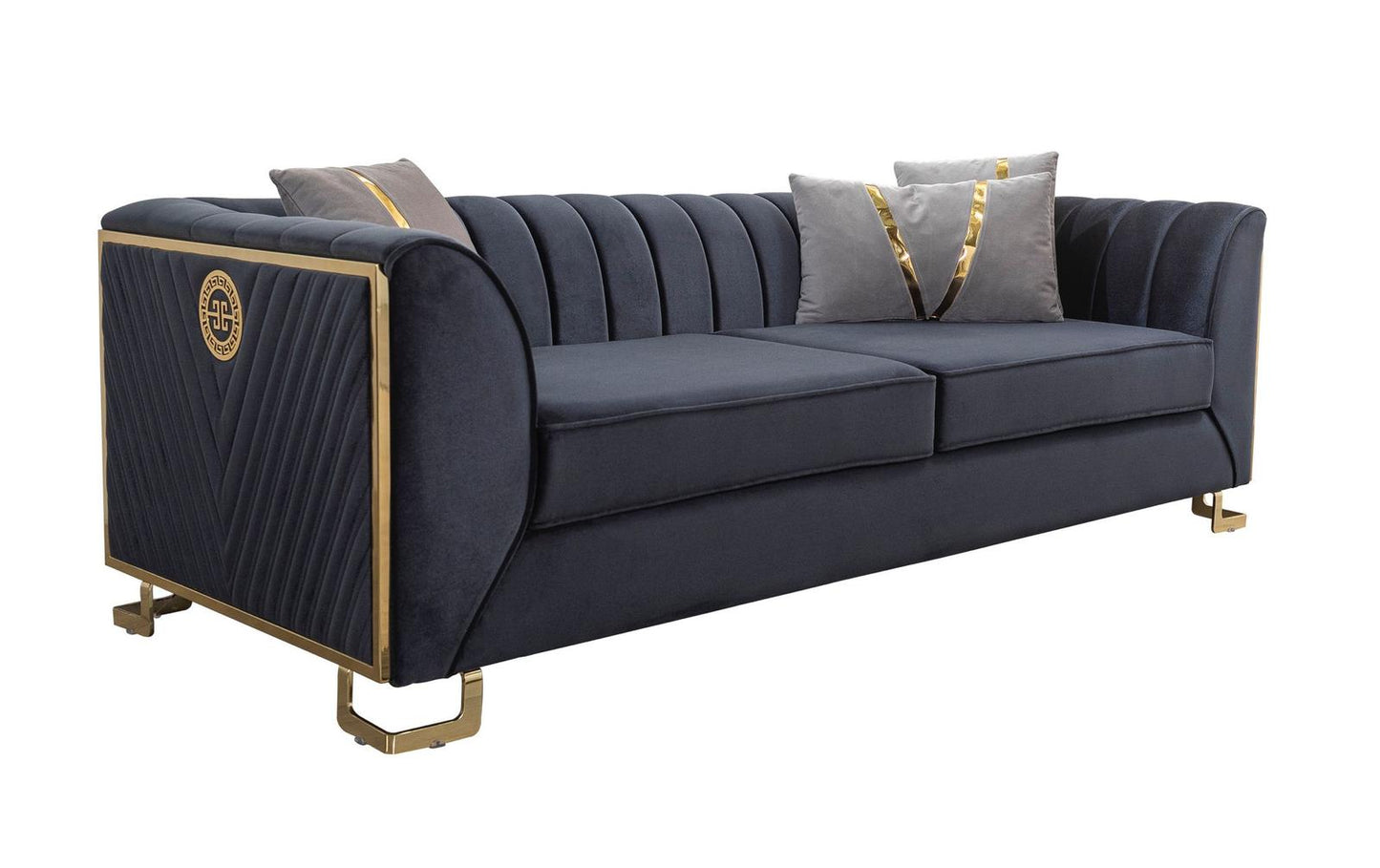Sitzgruppe/Sofa Set - Wohnzimmergarnitur "Ismene" 3+3+1+1 - Dunkelblau/Grau - Nobelaa