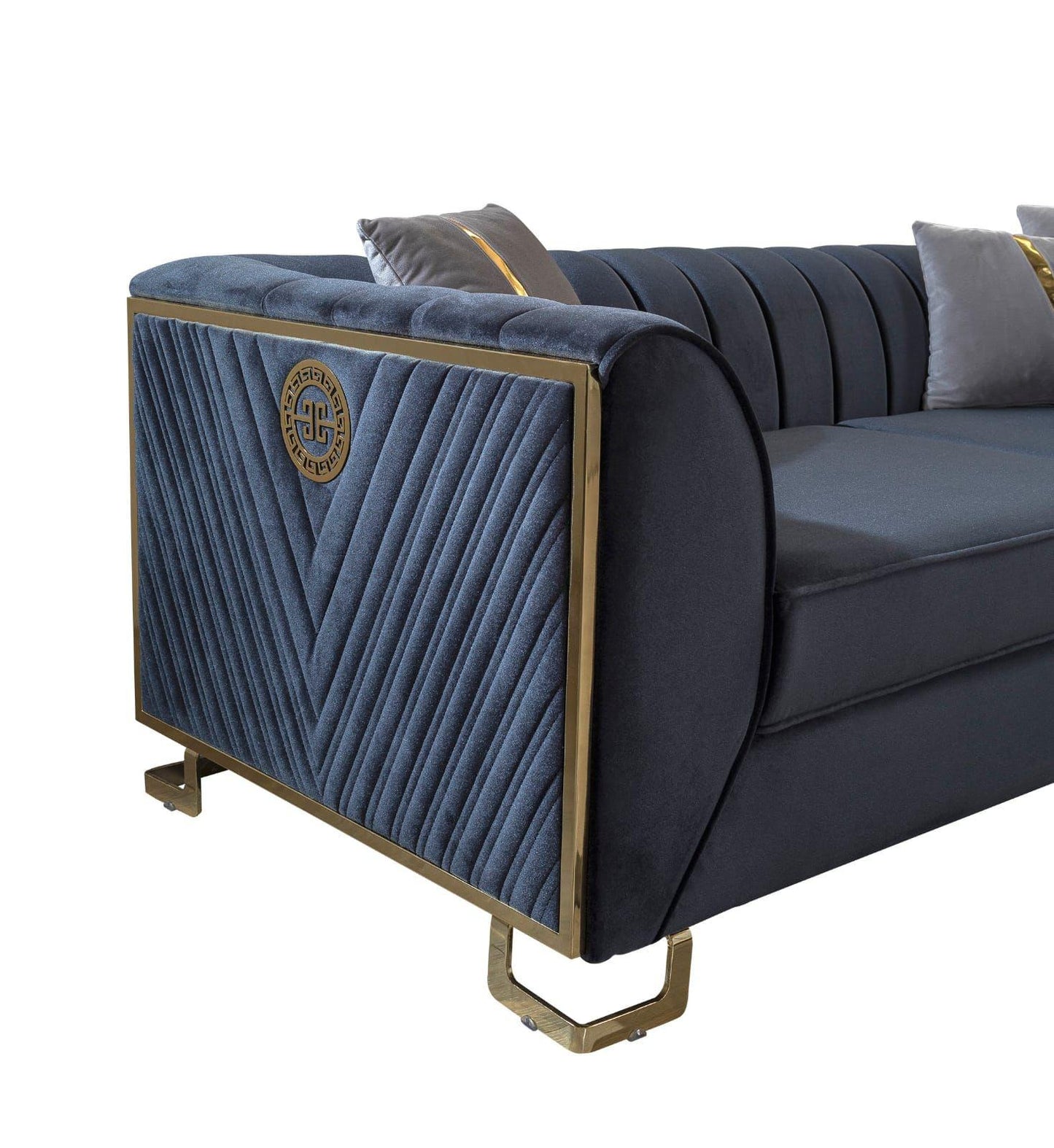 Sitzgruppe/Sofa Set - Wohnzimmergarnitur "Ismene" 3+3+1+1 - Dunkelblau/Grau - Nobelaa