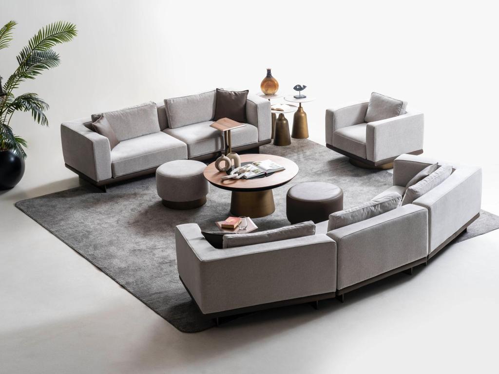 Sitzgruppe/Sofa Set - Wohnzimmergarnitur "Ixora" 3+2+1 - Grau - Nobelaa