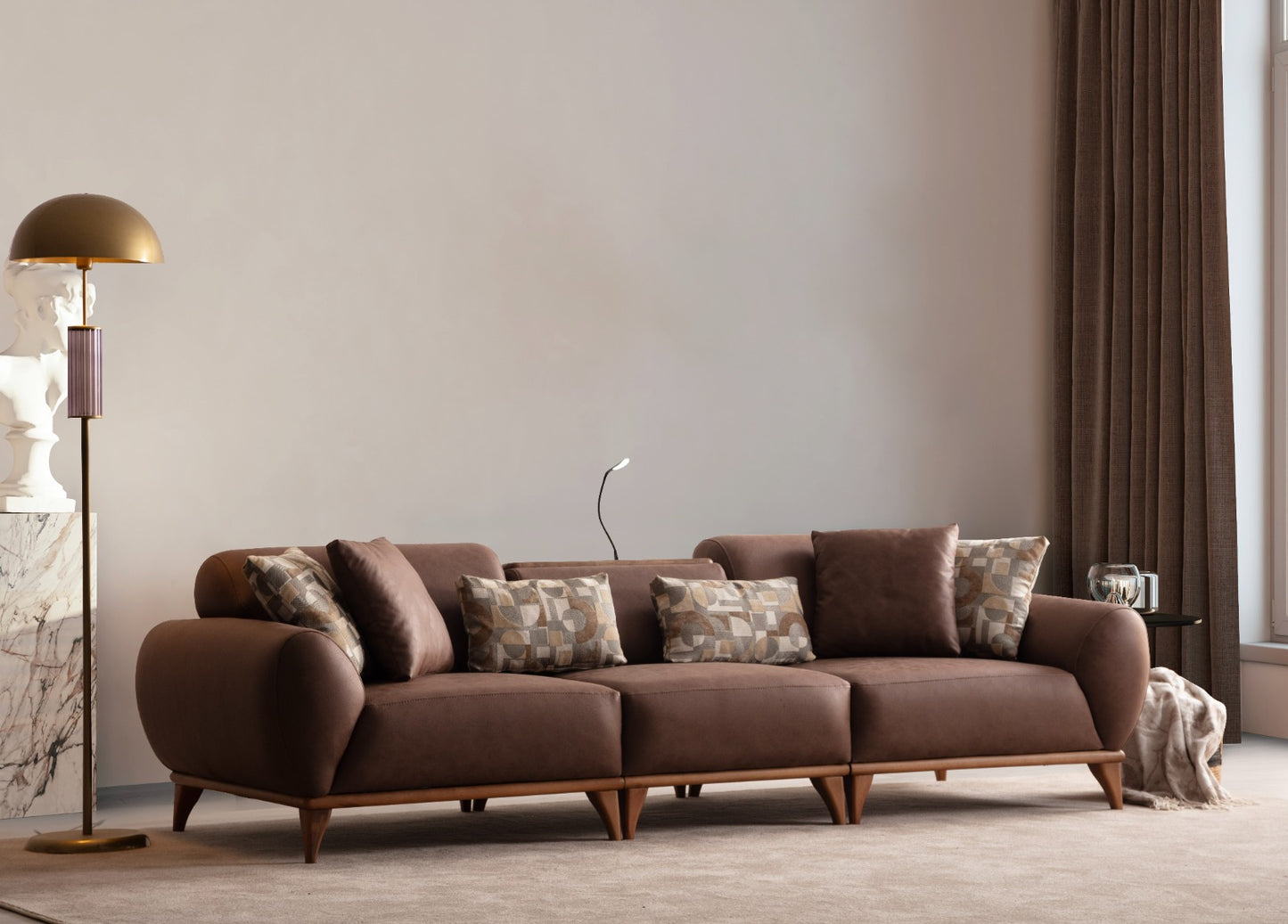 Sitzgruppe/Sofa Set - Wohnzimmergarnitur "Kerria" 3+3+1 - Braun/Beige - Nobelaa