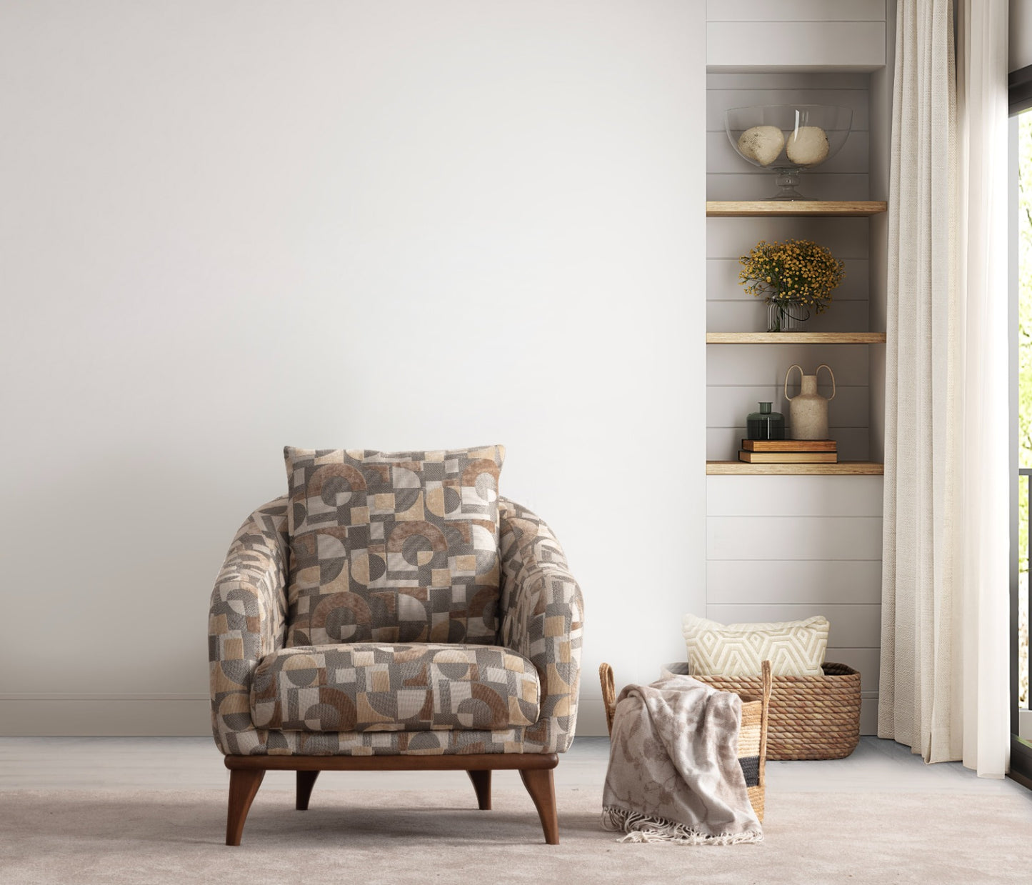 Sitzgruppe/Sofa Set - Wohnzimmergarnitur "Kerria" 3+3+1 - Braun/Beige - Nobelaa