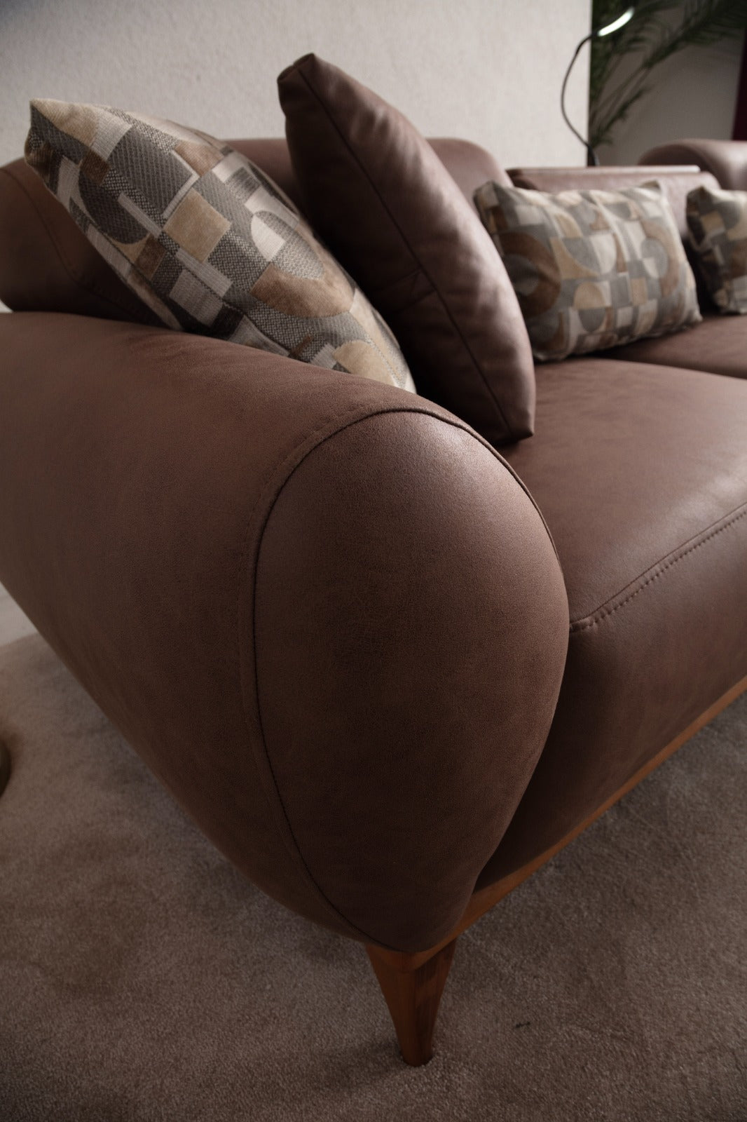 Sitzgruppe/Sofa Set - Wohnzimmergarnitur "Kerria" 3+3+1 - Braun/Beige - Nobelaa