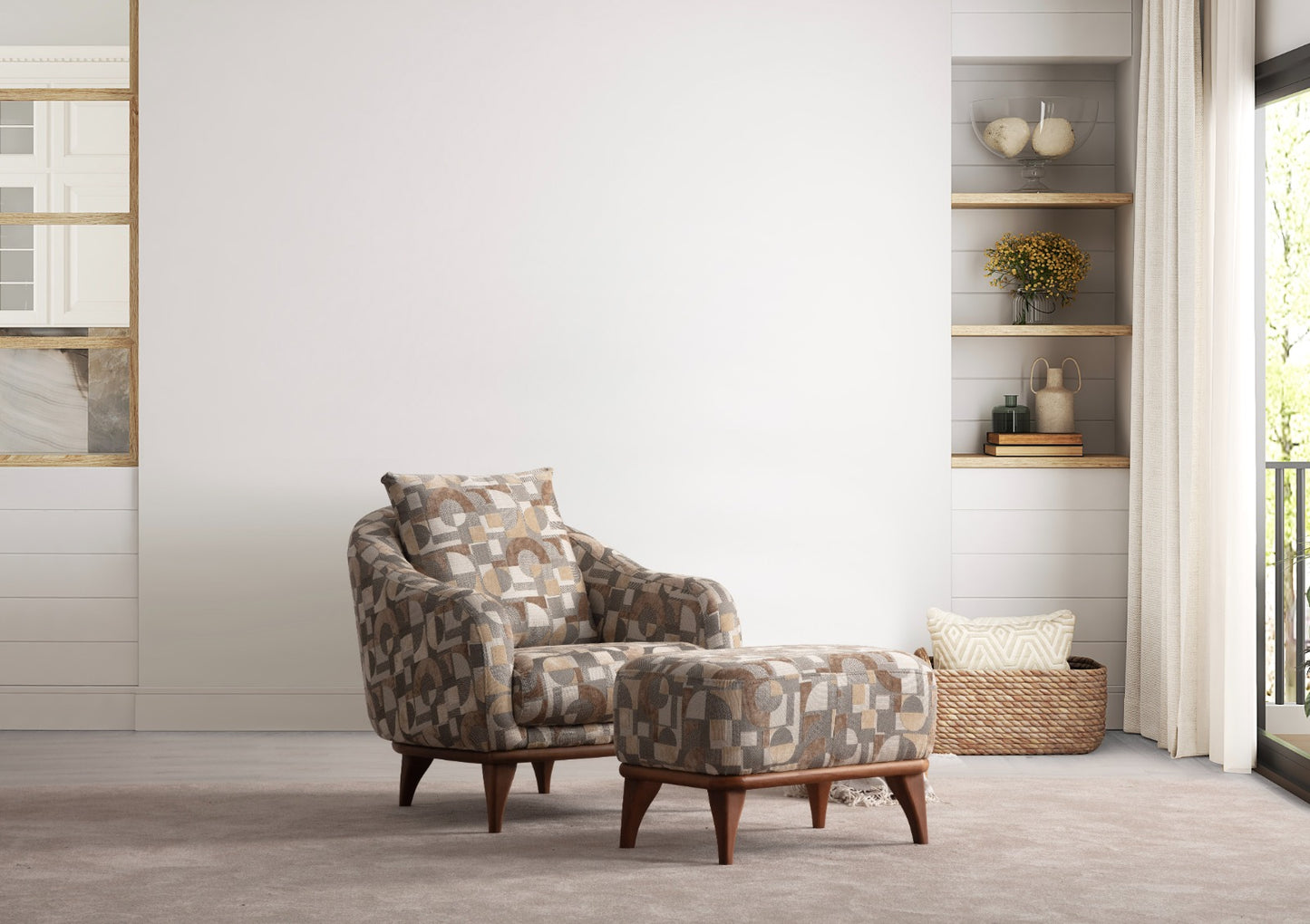 Sitzgruppe/Sofa Set - Wohnzimmergarnitur "Kerria" 3+3+1 - Braun/Beige - Nobelaa