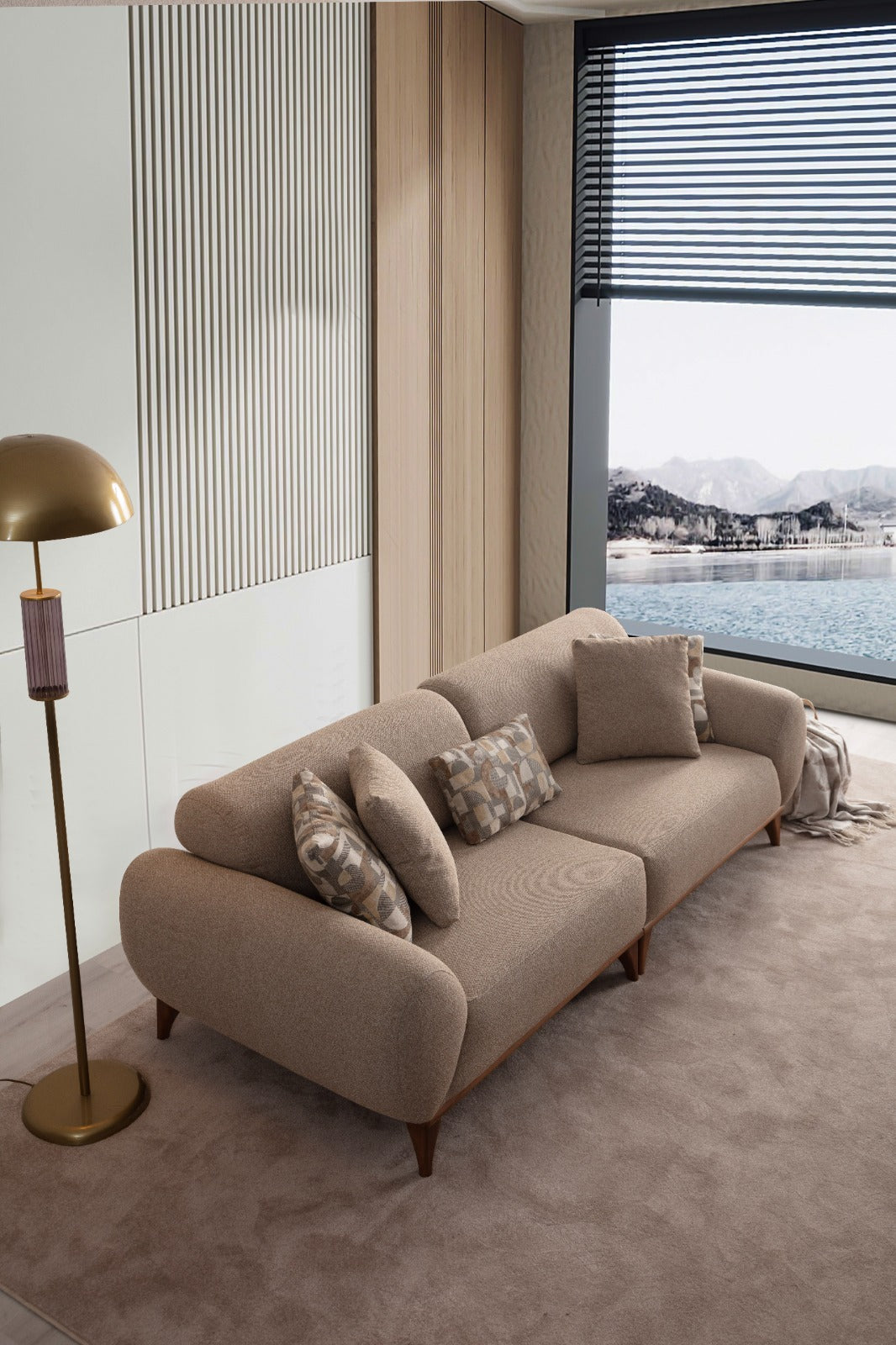 Sitzgruppe/Sofa Set - Wohnzimmergarnitur "Kerria" 3+3+1 - Braun/Beige - Nobelaa
