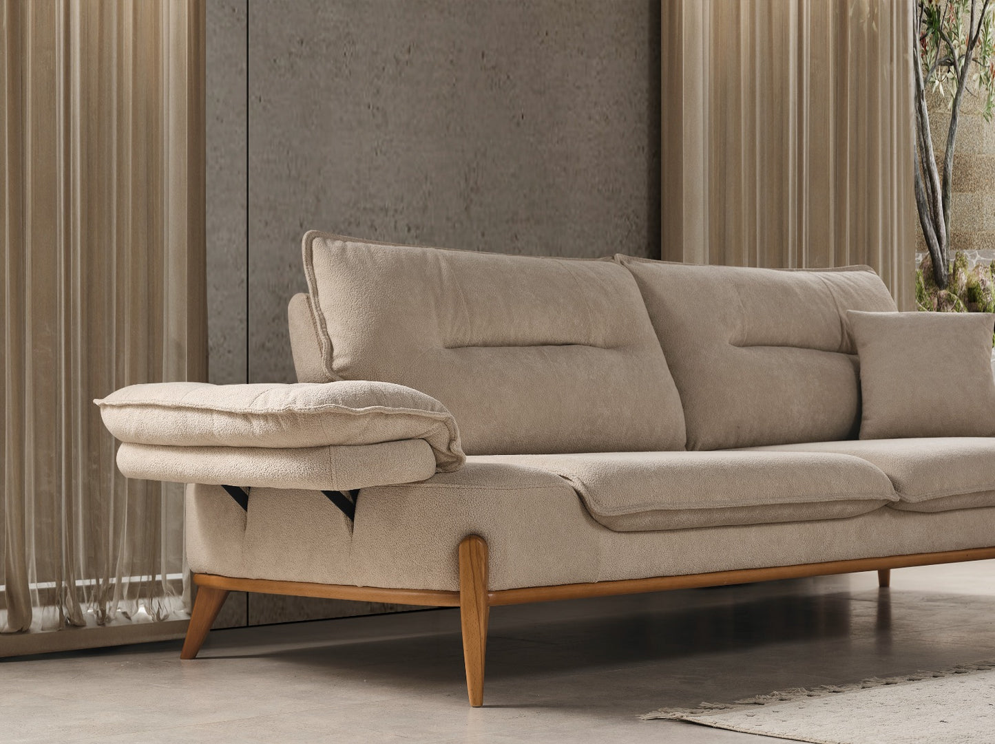 Sitzgruppe/Sofa Set - Wohnzimmergarnitur "Lobelia" 3+3+1+1 - Grau/Braun - Nobelaa