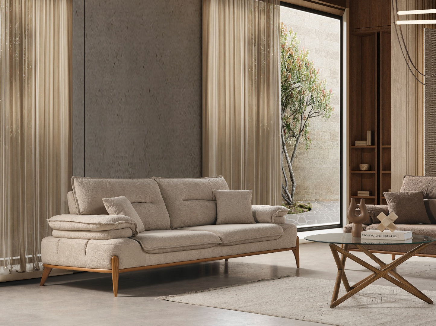 Sitzgruppe/Sofa Set - Wohnzimmergarnitur "Lobelia" 3+3+1+1 - Grau/Braun - Nobelaa