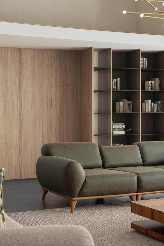 Sitzgruppe/Sofa Set - Wohnzimmergarnitur "Lupine" 3+3+1 - Grün/Beige - Nobelaa