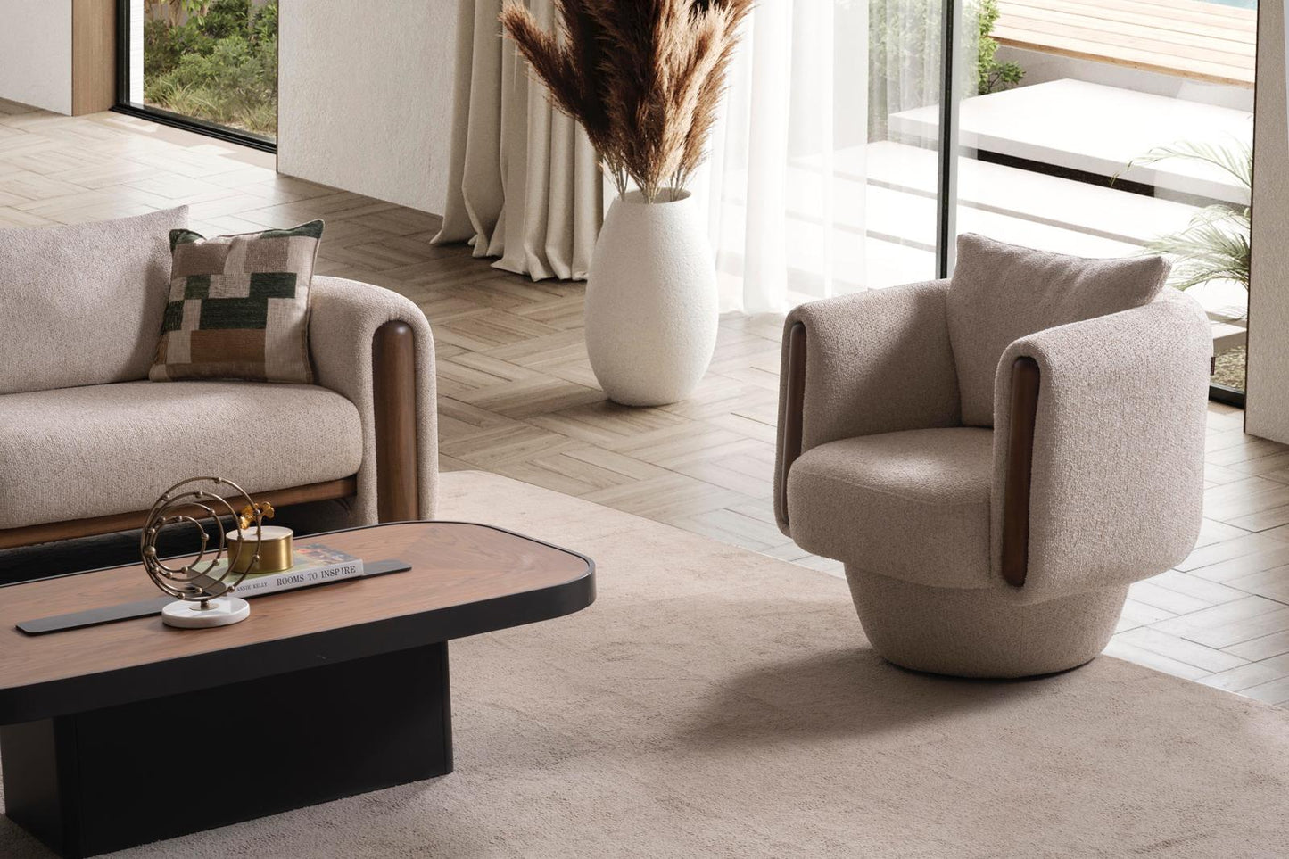 Sitzgruppe/Sofa Set - Wohnzimmergarnitur "Lupinella" 3+3+1 - Beige - Nobelaa