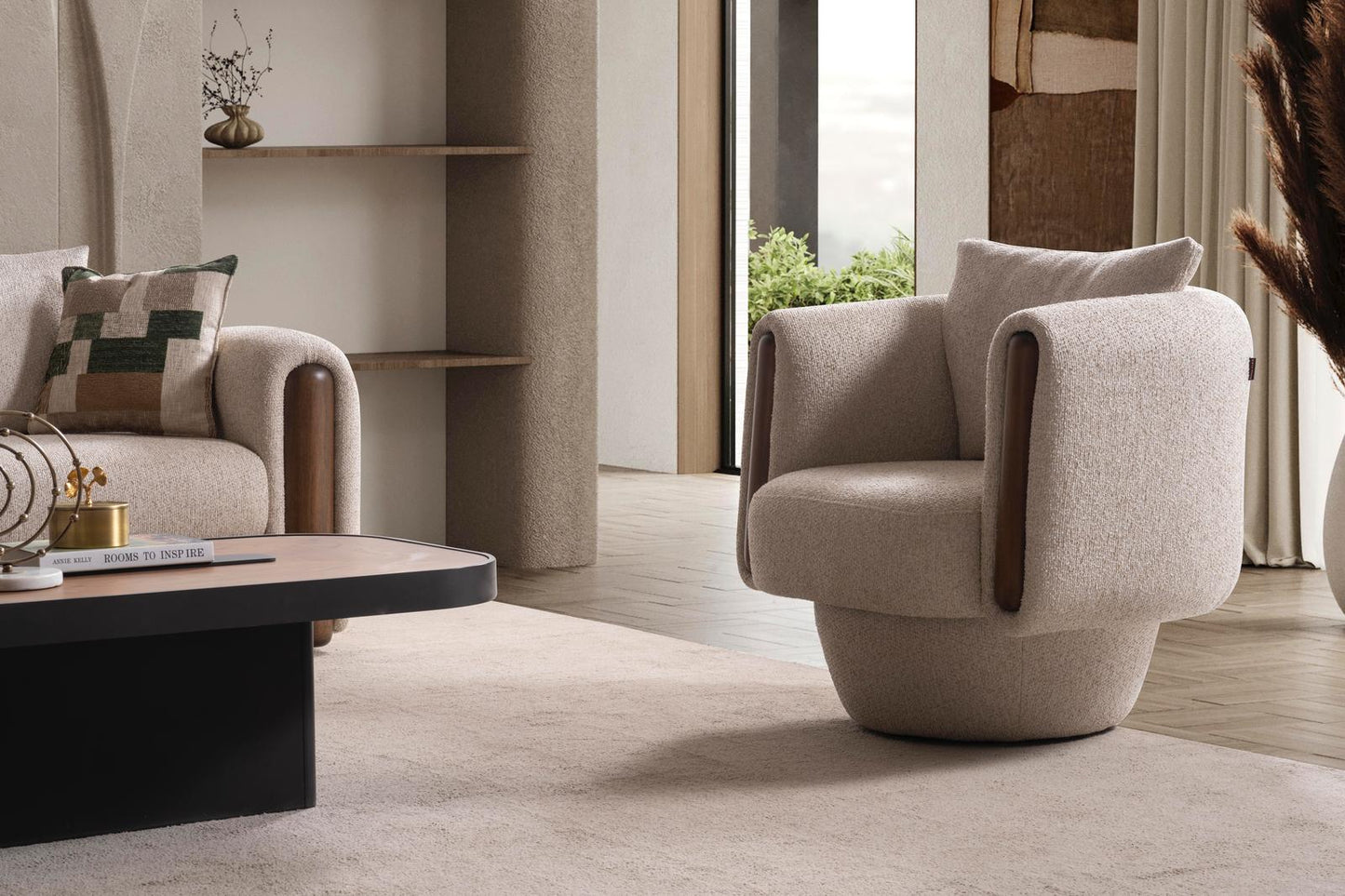 Sitzgruppe/Sofa Set - Wohnzimmergarnitur "Lupinella" 3+3+1 - Beige - Nobelaa