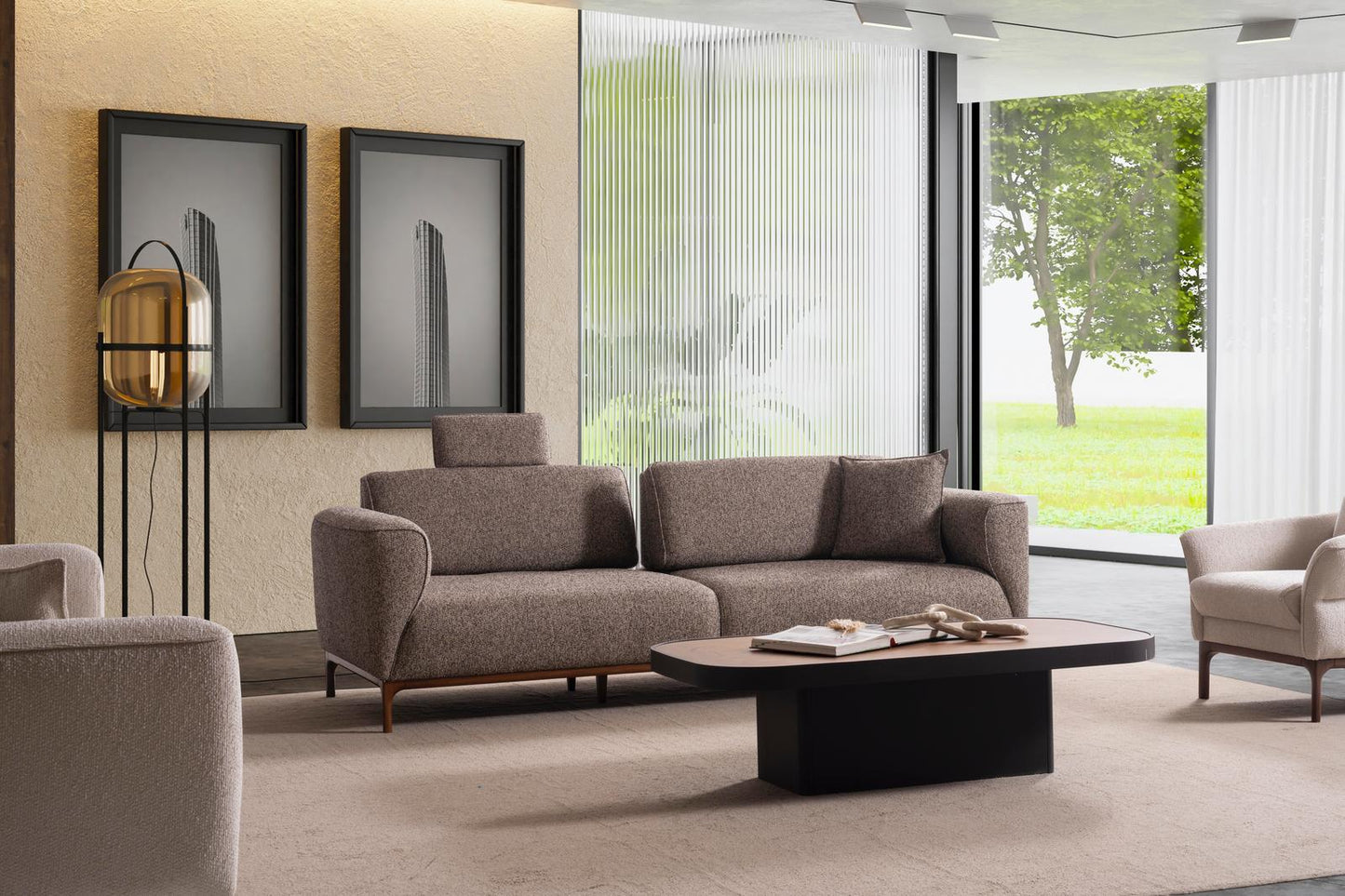 Sitzgruppe/Sofa Set - Wohnzimmergarnitur "Mallow" 3+3+1 - Sand/Beige - Nobelaa