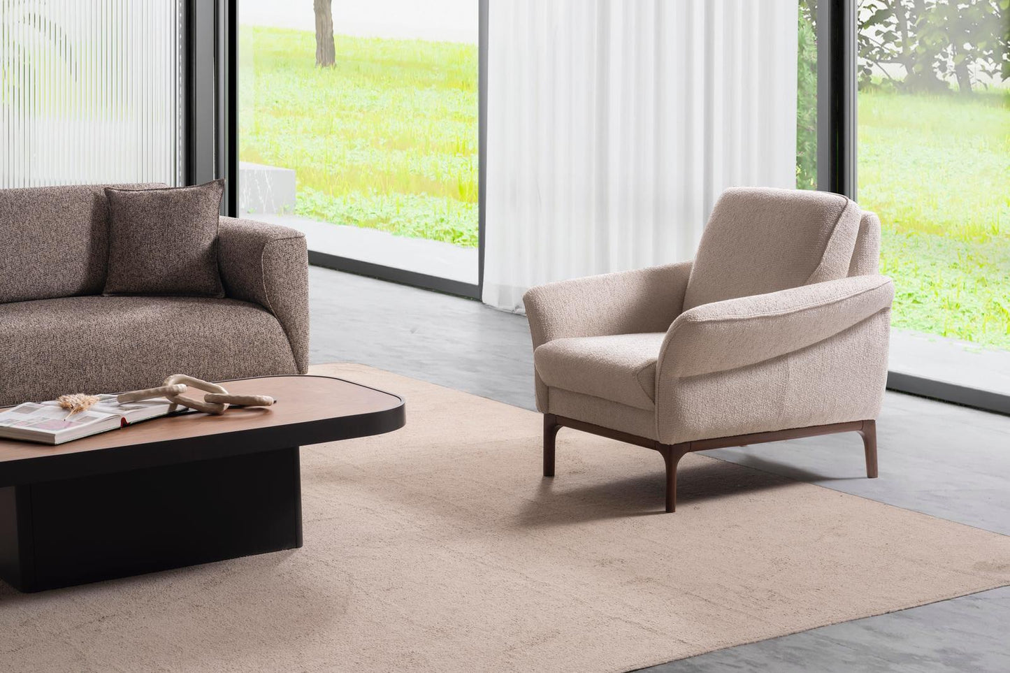Sitzgruppe/Sofa Set - Wohnzimmergarnitur "Mallow" 3+3+1 - Sand/Beige - Nobelaa