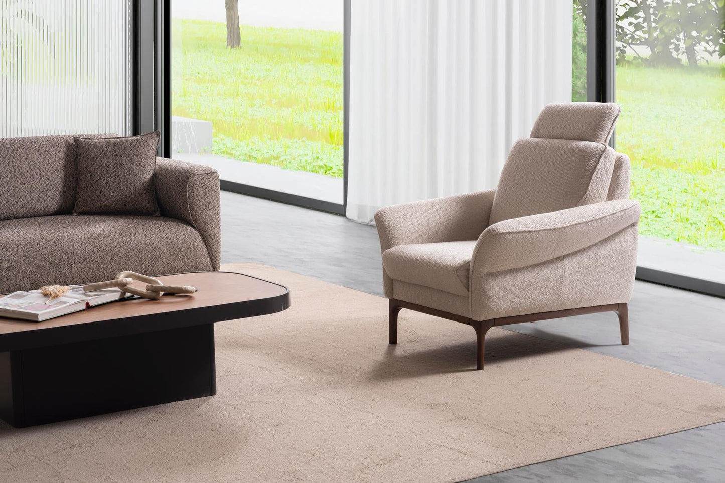 Sitzgruppe/Sofa Set - Wohnzimmergarnitur "Mallow" 3+3+1 - Sand/Beige - Nobelaa