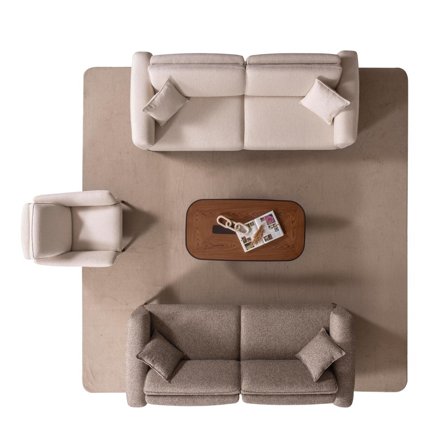 Sitzgruppe/Sofa Set - Wohnzimmergarnitur "Mallow" 3+3+1 - Sand/Beige - Nobelaa