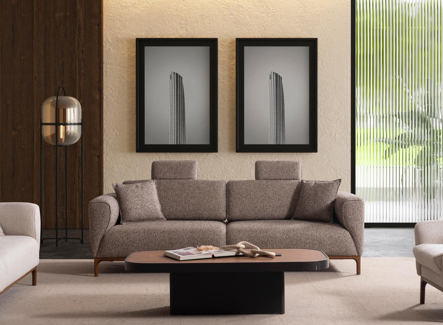 Sitzgruppe/Sofa Set - Wohnzimmergarnitur "Mallow" 3+3+1 - Sand/Beige - Nobelaa