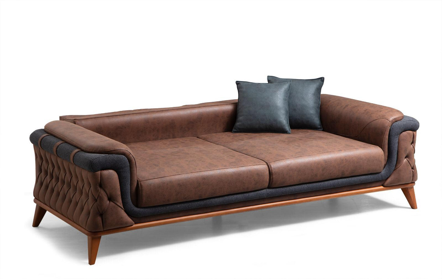 Sitzgruppe/Sofa Set - Wohnzimmergarnitur "Mayflower" 3+3+1+1 - Blau/Braun - Nobelaa