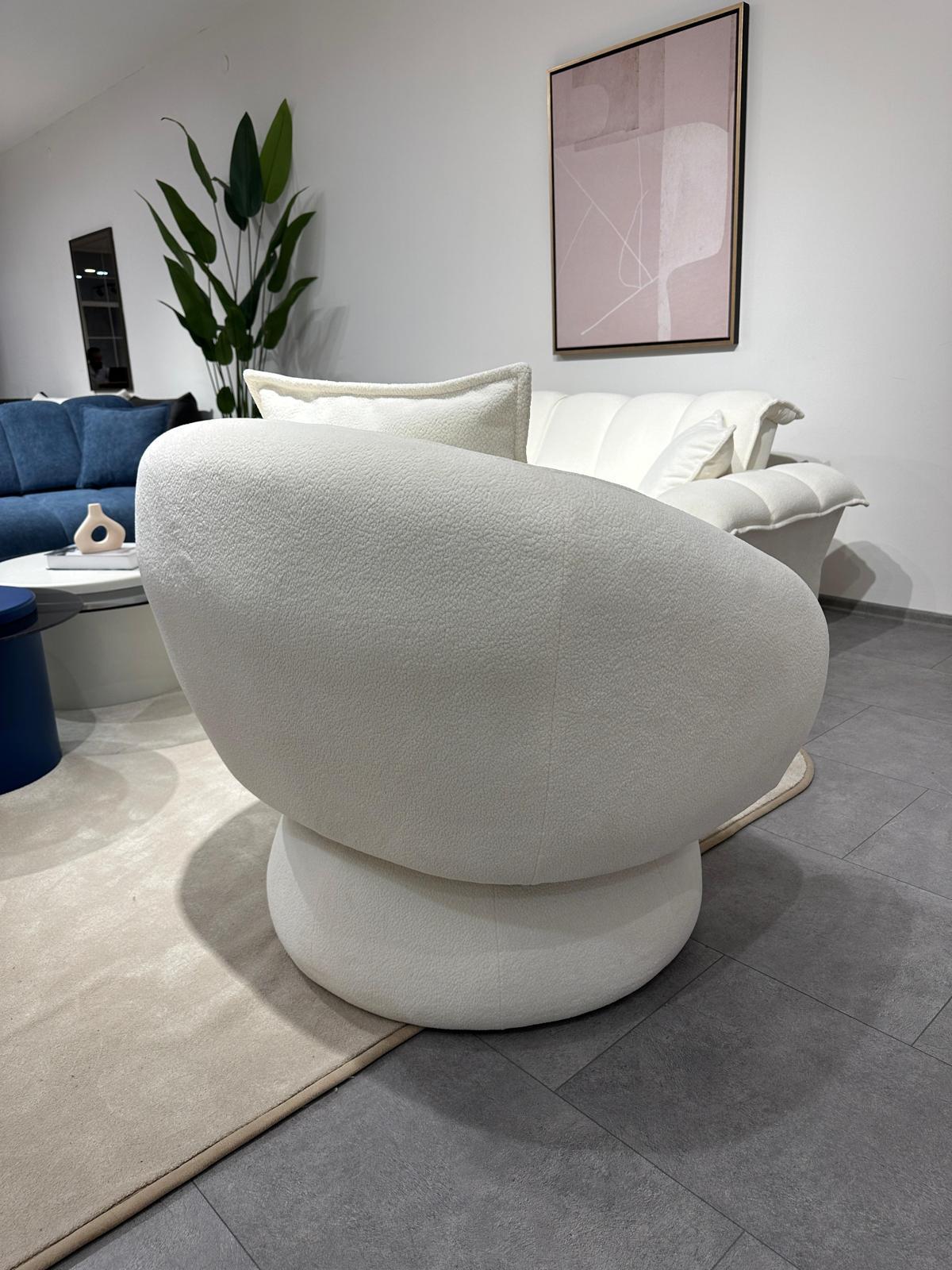 Sitzgruppe/Sofa Set - Wohnzimmergarnitur "Meadow" 3+3+1 - Weiß/Blau - Nobelaa