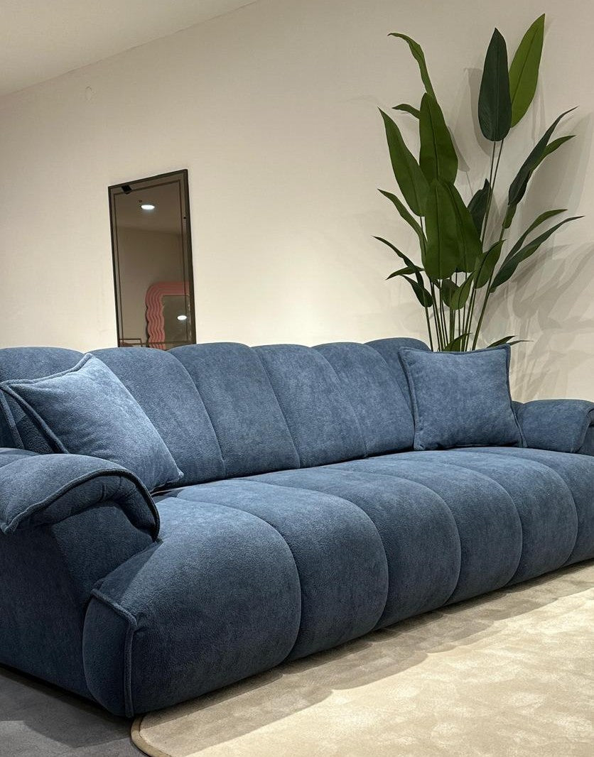Sitzgruppe/Sofa Set - Wohnzimmergarnitur "Meadow" 3+3+1 - Weiß/Blau - Nobelaa