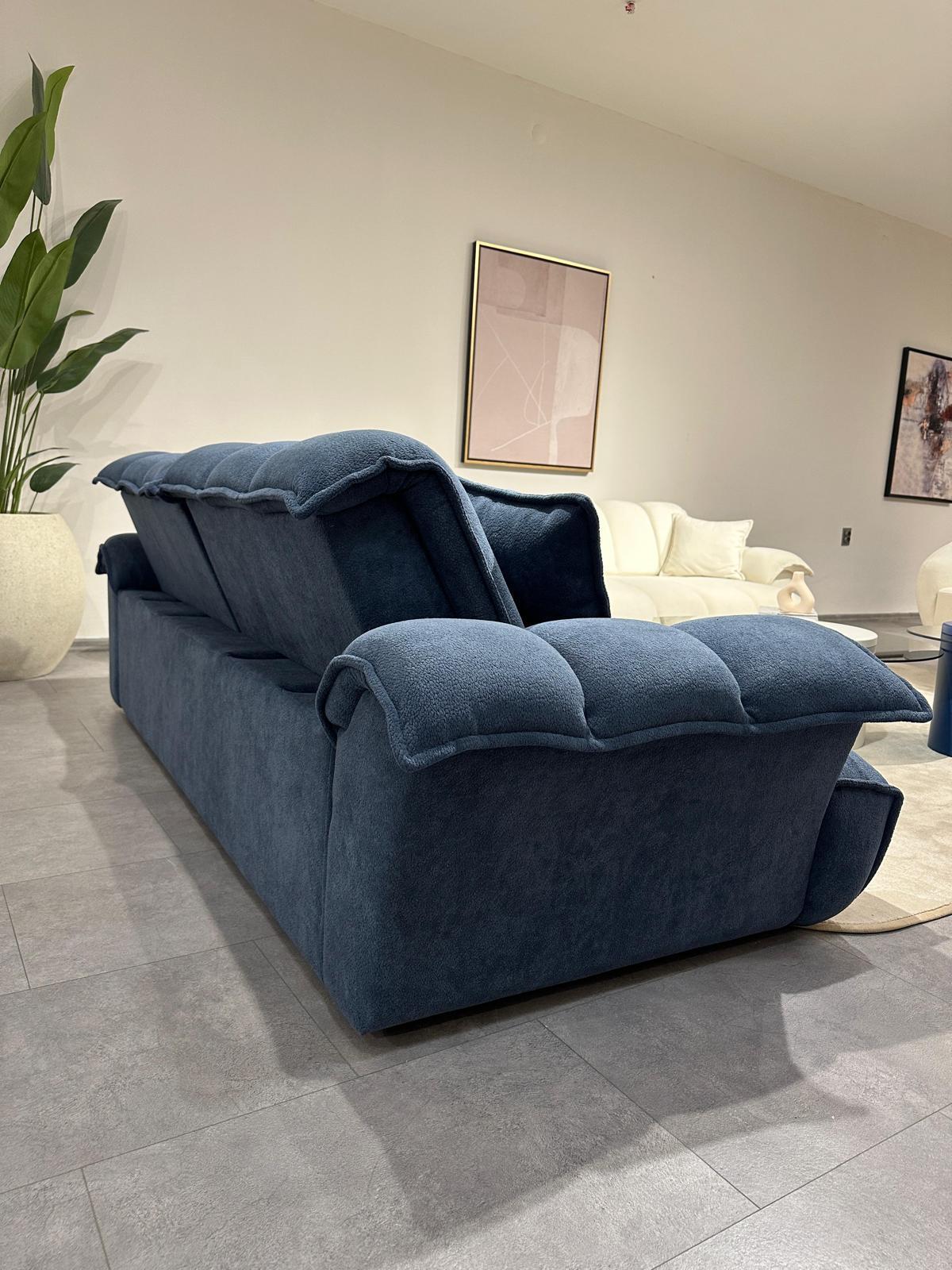Sitzgruppe/Sofa Set - Wohnzimmergarnitur "Meadow" 3+3+1 - Weiß/Blau - Nobelaa