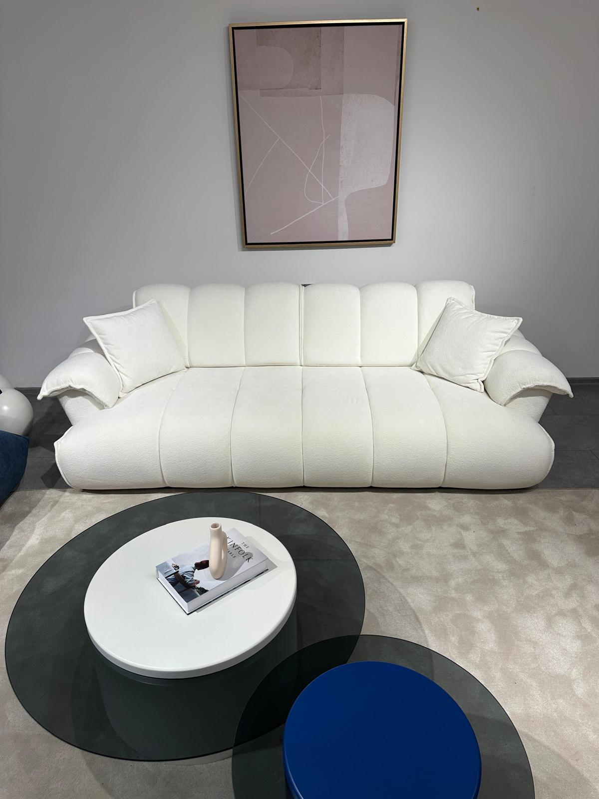 Sitzgruppe/Sofa Set - Wohnzimmergarnitur "Meadow" 3+3+1 - Weiß/Blau - Nobelaa