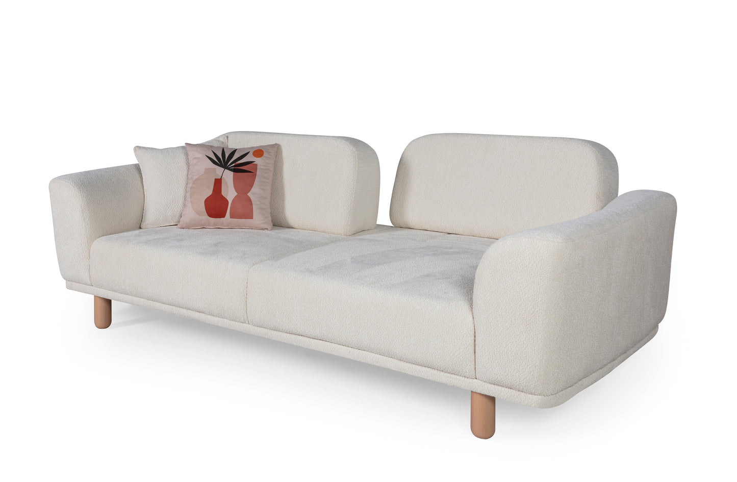 Sitzgruppe/Sofa Set - Wohnzimmergarnitur "Midnight" 3+3+1- Hellbraun/Weiß - Nobelaa