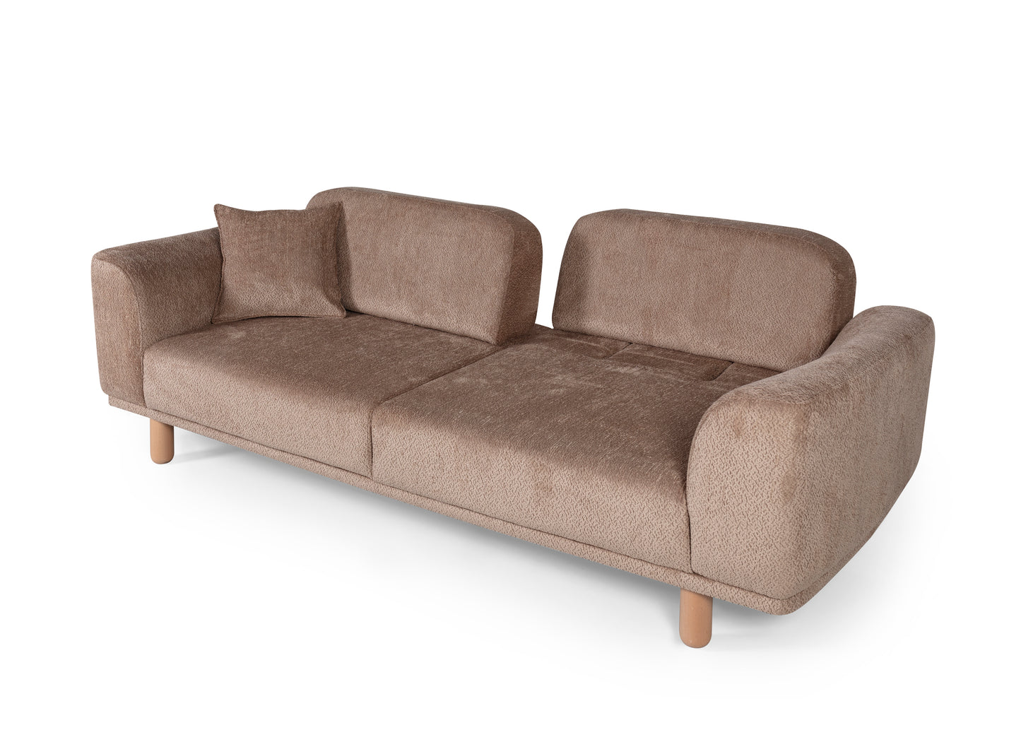 Sitzgruppe/Sofa Set - Wohnzimmergarnitur "Midnight" 3+3+1- Hellbraun/Weiß - Nobelaa