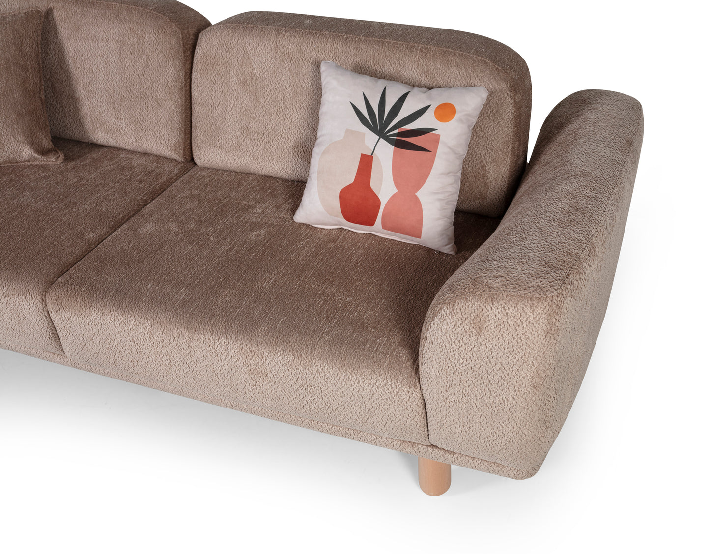 Sitzgruppe/Sofa Set - Wohnzimmergarnitur "Midnight" 3+3+1- Hellbraun/Weiß - Nobelaa