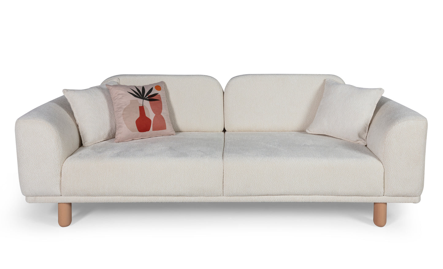 Sitzgruppe/Sofa Set - Wohnzimmergarnitur "Midnight" 3+3+1- Hellbraun/Weiß - Nobelaa