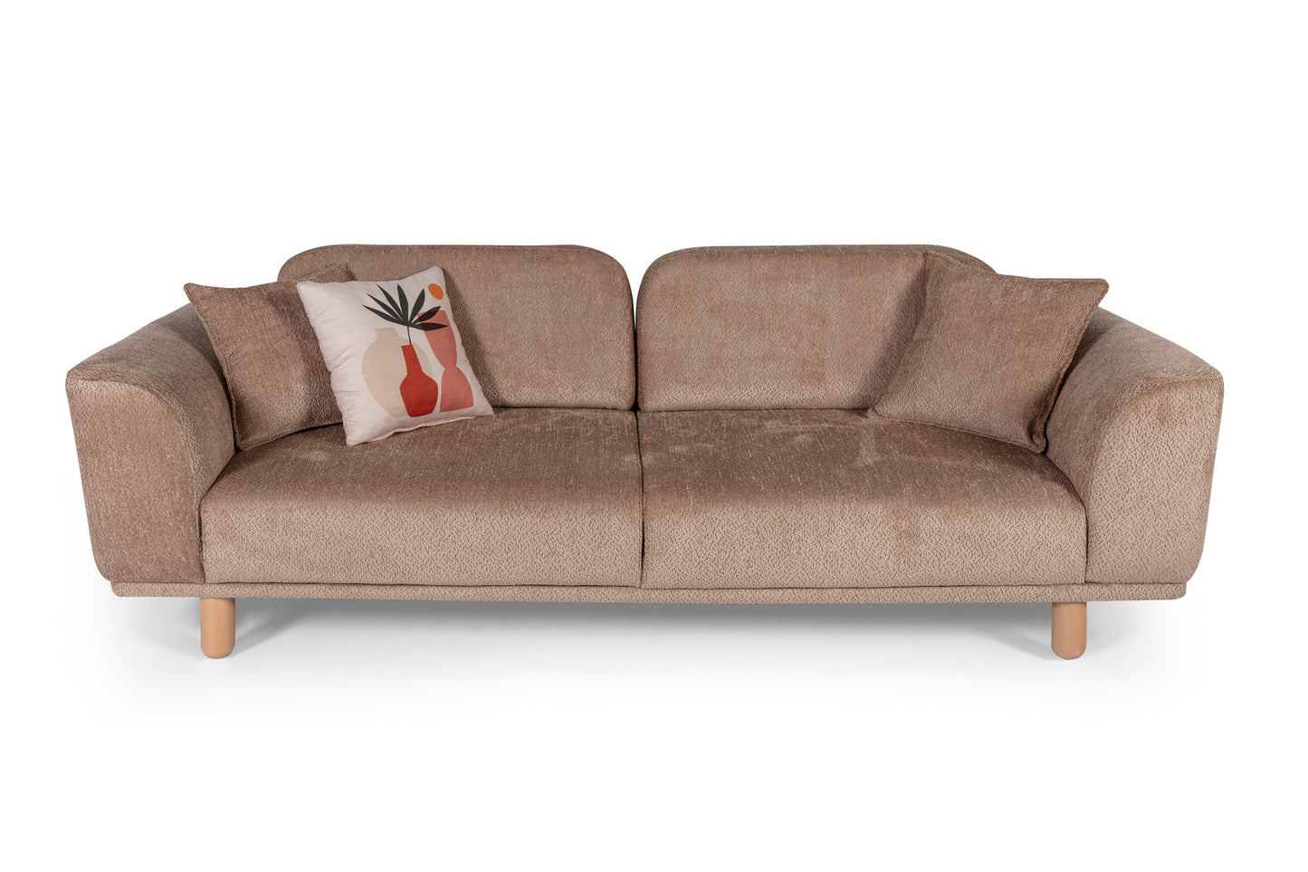 Sitzgruppe/Sofa Set - Wohnzimmergarnitur "Midnight" 3+3+1- Hellbraun/Weiß - Nobelaa