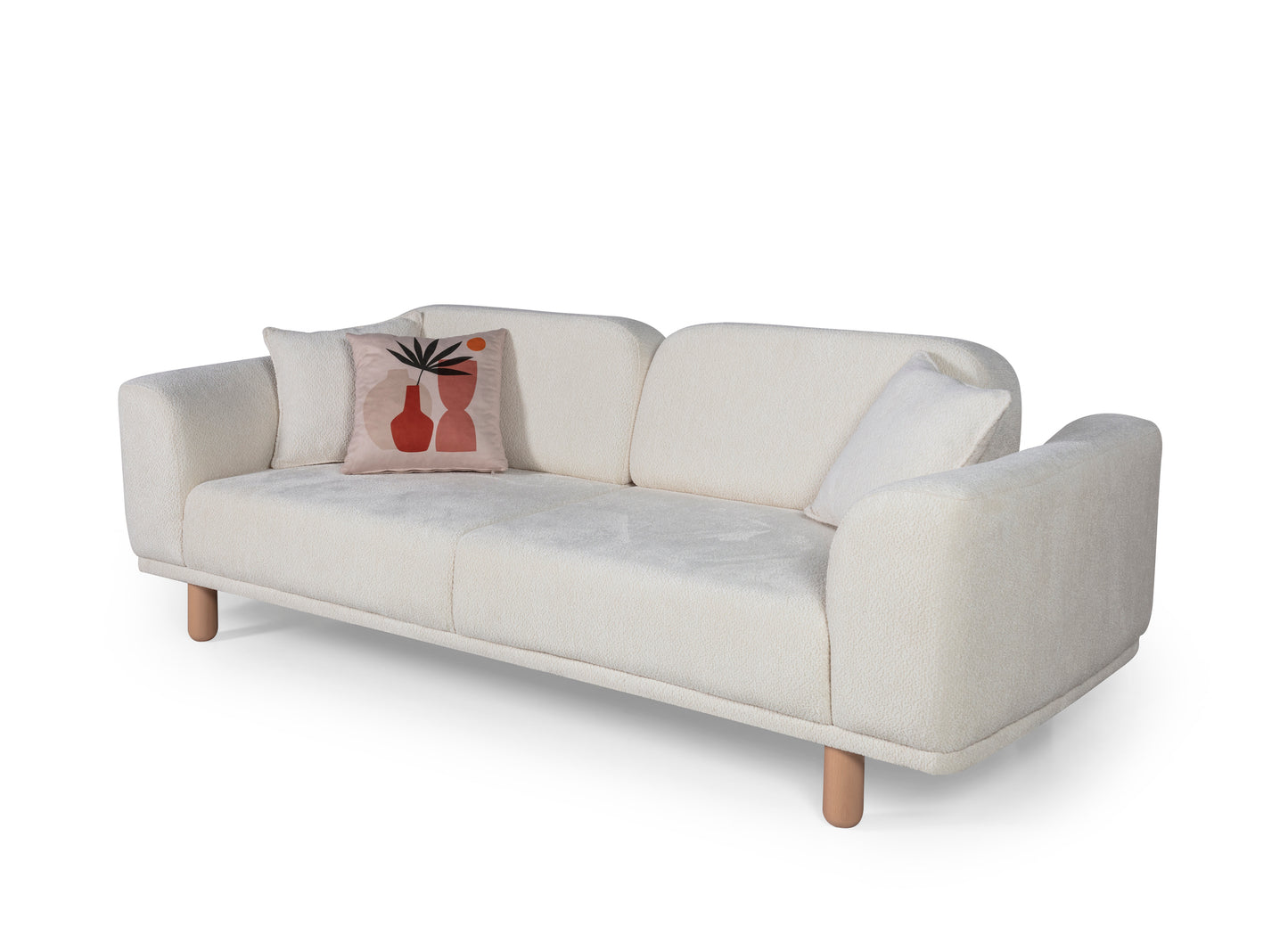 Sitzgruppe/Sofa Set - Wohnzimmergarnitur "Midnight" 3+3+1- Hellbraun/Weiß - Nobelaa