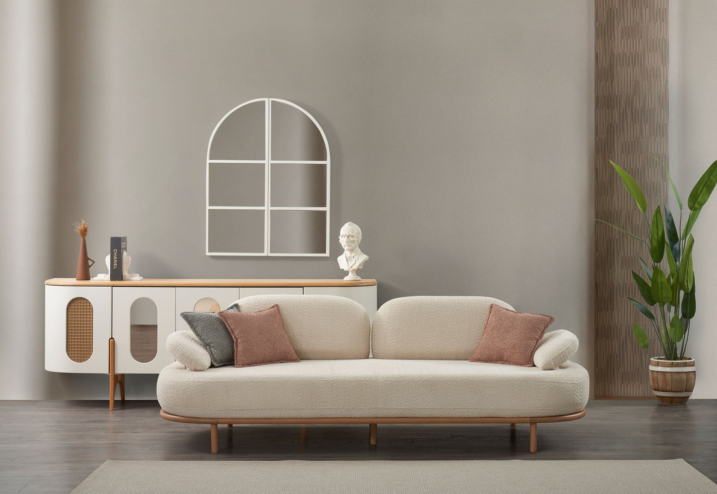 Sitzgruppe/Sofa Set - Wohnzimmergarnitur "Milfoil" 3+2+1 - Beige/Grau - Nobelaa