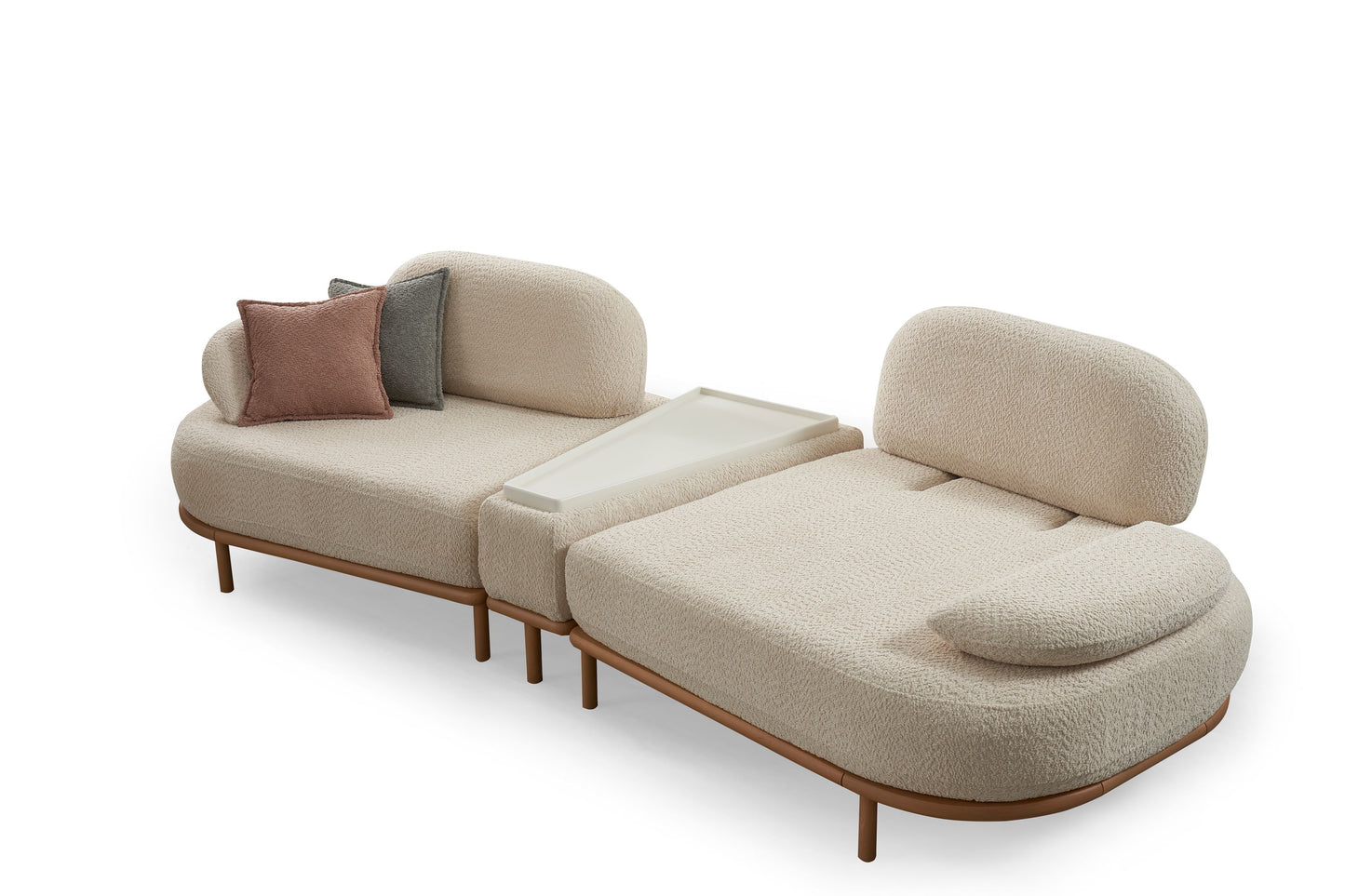 Sitzgruppe/Sofa Set - Wohnzimmergarnitur "Milfoil" 3+2+1 - Beige/Grau - Nobelaa