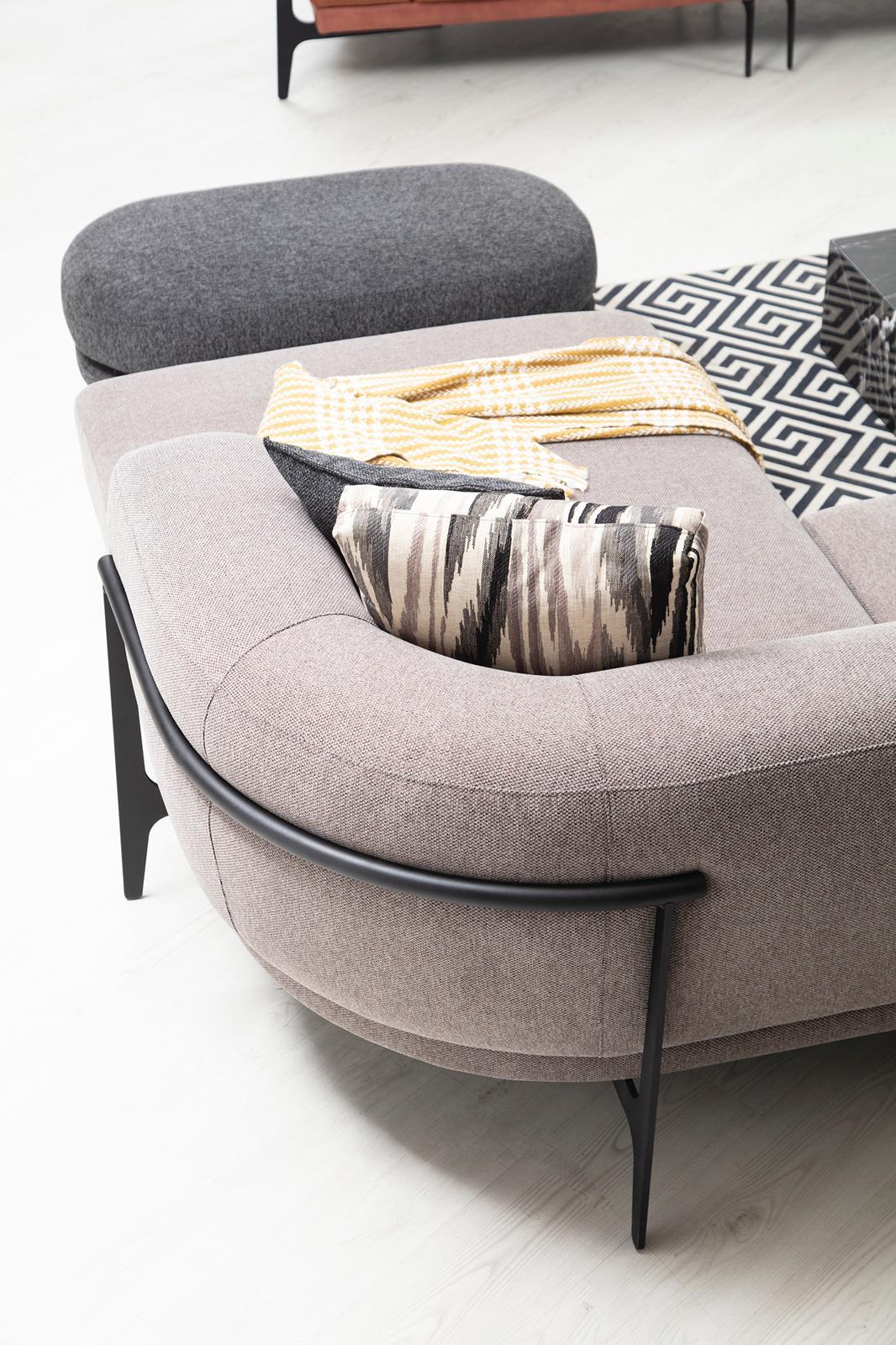 Sitzgruppe/Sofa Set - "Mock-orange" - Ecksofa + 3-Sitzer + Sessel - Orange/Grau - Nobelaa
