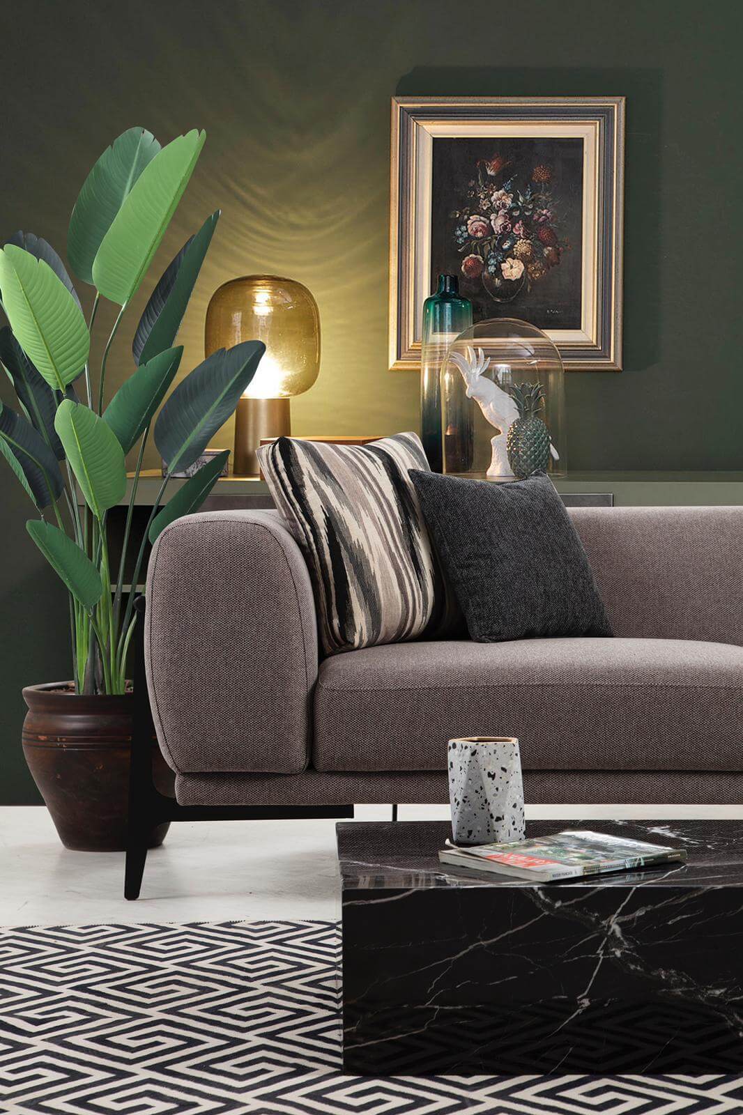 Sitzgruppe/Sofa Set - "Mock-orange" - Ecksofa + 3-Sitzer + Sessel - Orange/Grau - Nobelaa