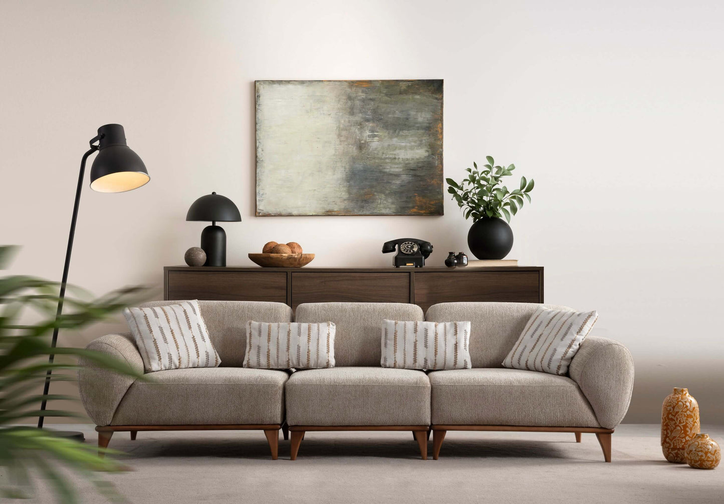 Sitzgruppe/Sofa Set - Wohnzimmergarnitur "Moonflower" 3+2+1 - Beige - Nobelaa