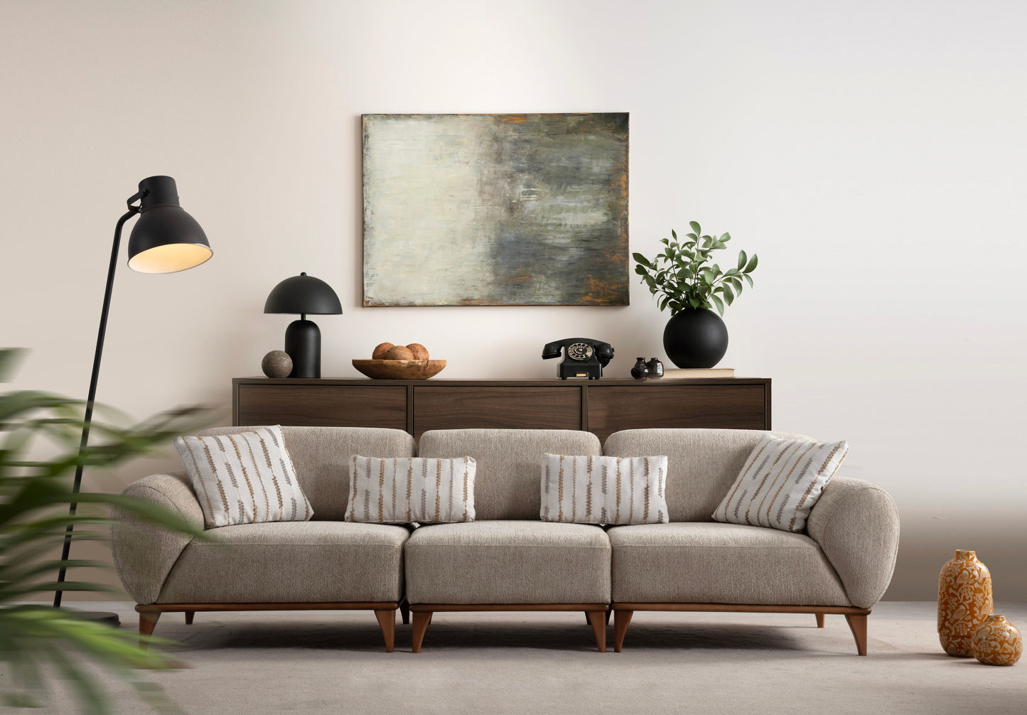 Sitzgruppe/Sofa Set - Wohnzimmergarnitur "Calathea" 3+2+1 + Hocker - Nobelaa