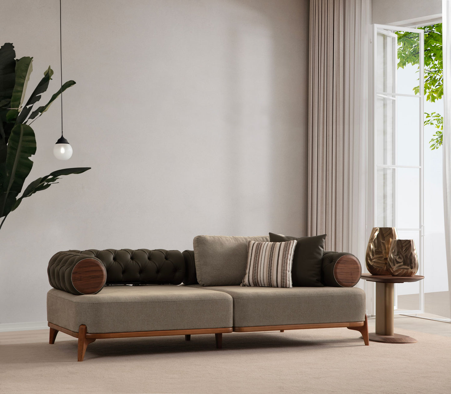 Sitzgruppe/Sofa Set - Wohnzimmergarnitur "Nova" 3+3+1 - Khakigrün - Nobelaa