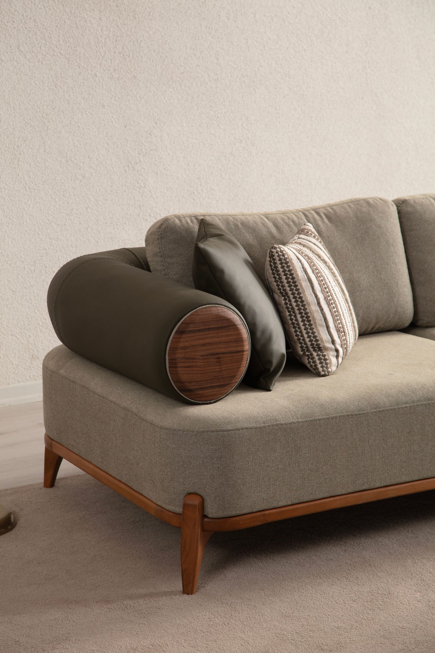 Sitzgruppe/Sofa Set - Wohnzimmergarnitur "Nova" 3+3+1 - Khakigrün - Nobelaa