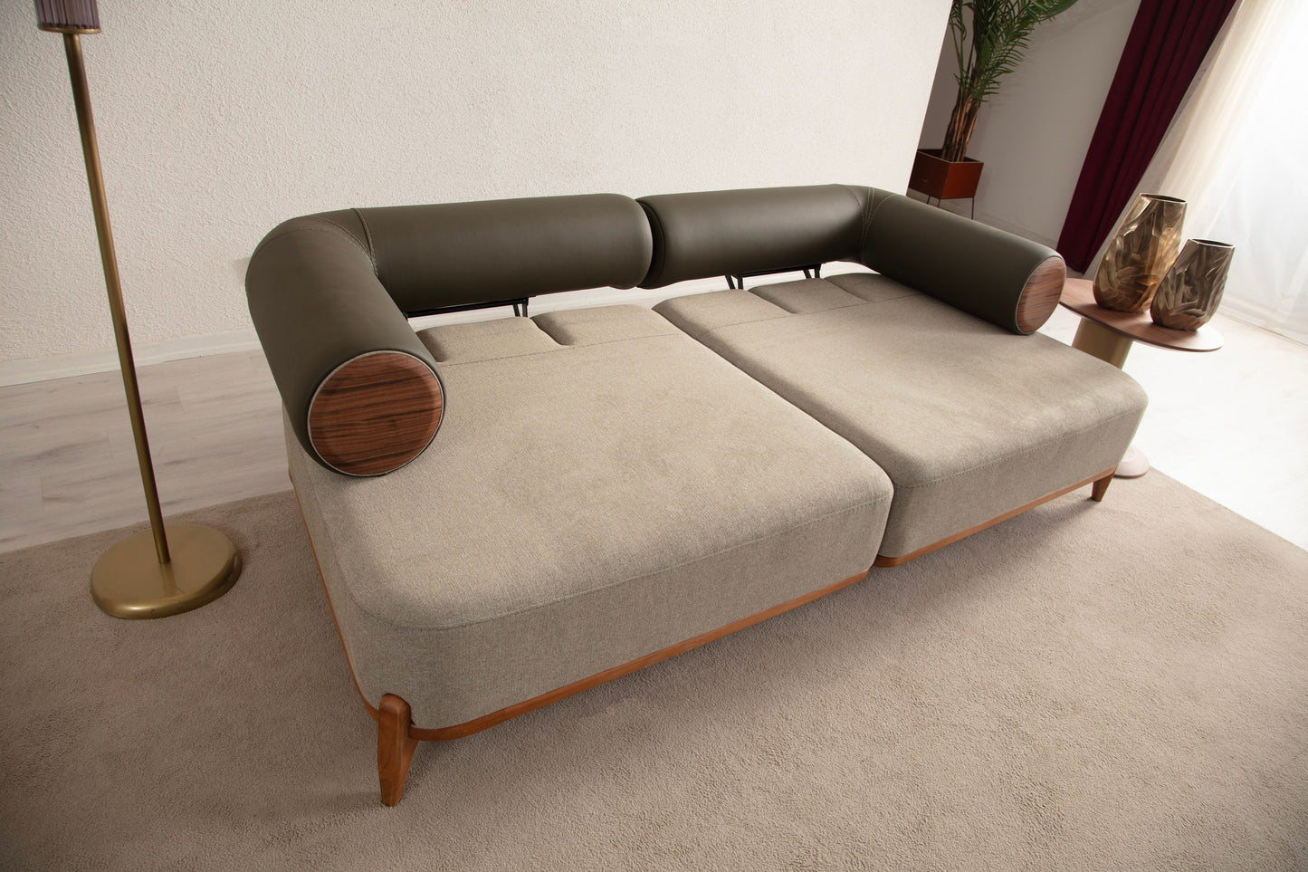 Sitzgruppe/Sofa Set - Wohnzimmergarnitur "Nova" 3+3+1 - Khakigrün - Nobelaa
