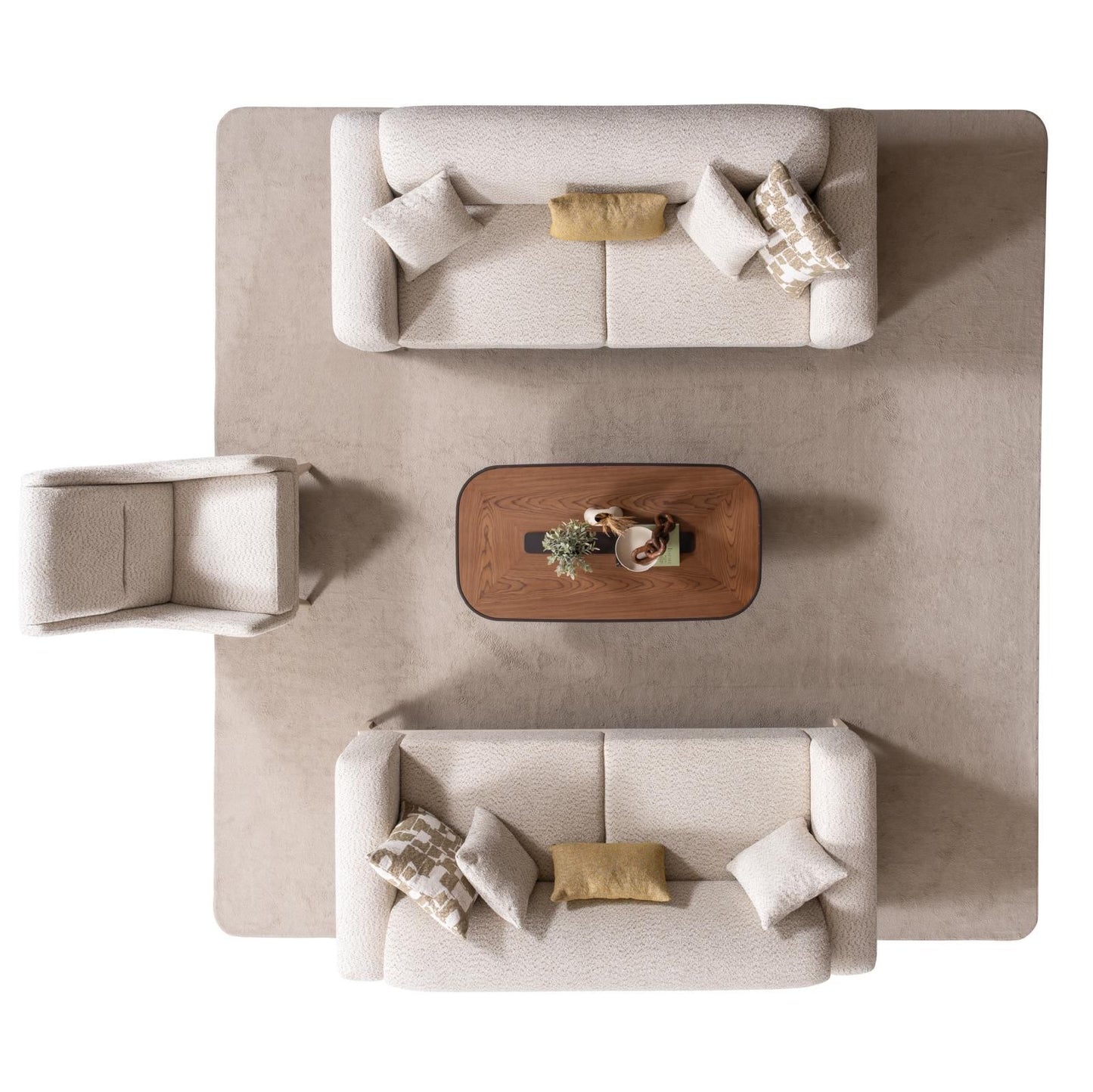 Sitzgruppe/Sofa Set - Wohnzimmergarnitur "Pyrola" 3+3+1+1 - Weiß - Nobelaa -