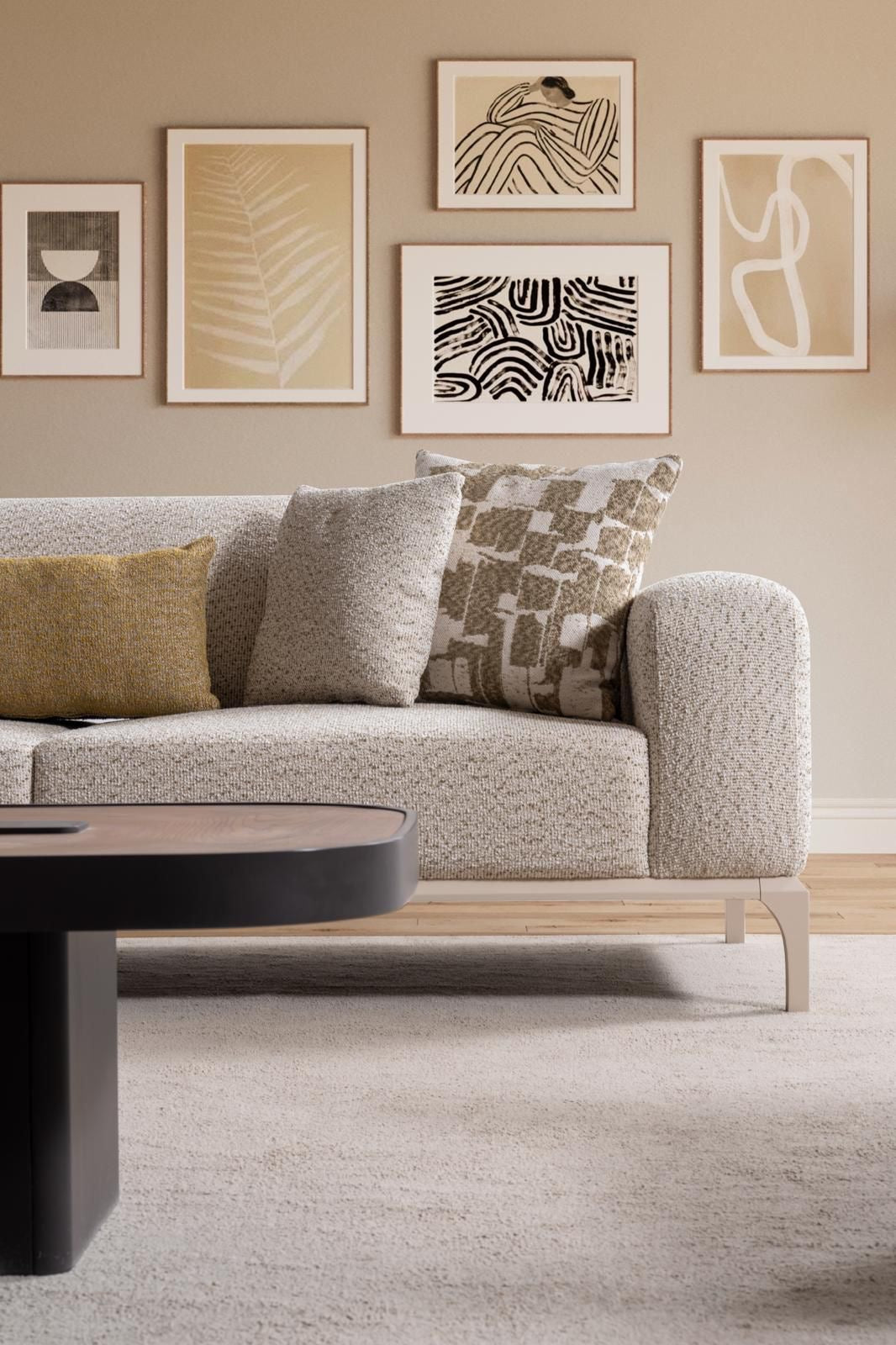 Sitzgruppe/Sofa Set - Wohnzimmergarnitur "Pyrola" 3+3+1+1 - Weiß - Nobelaa -
