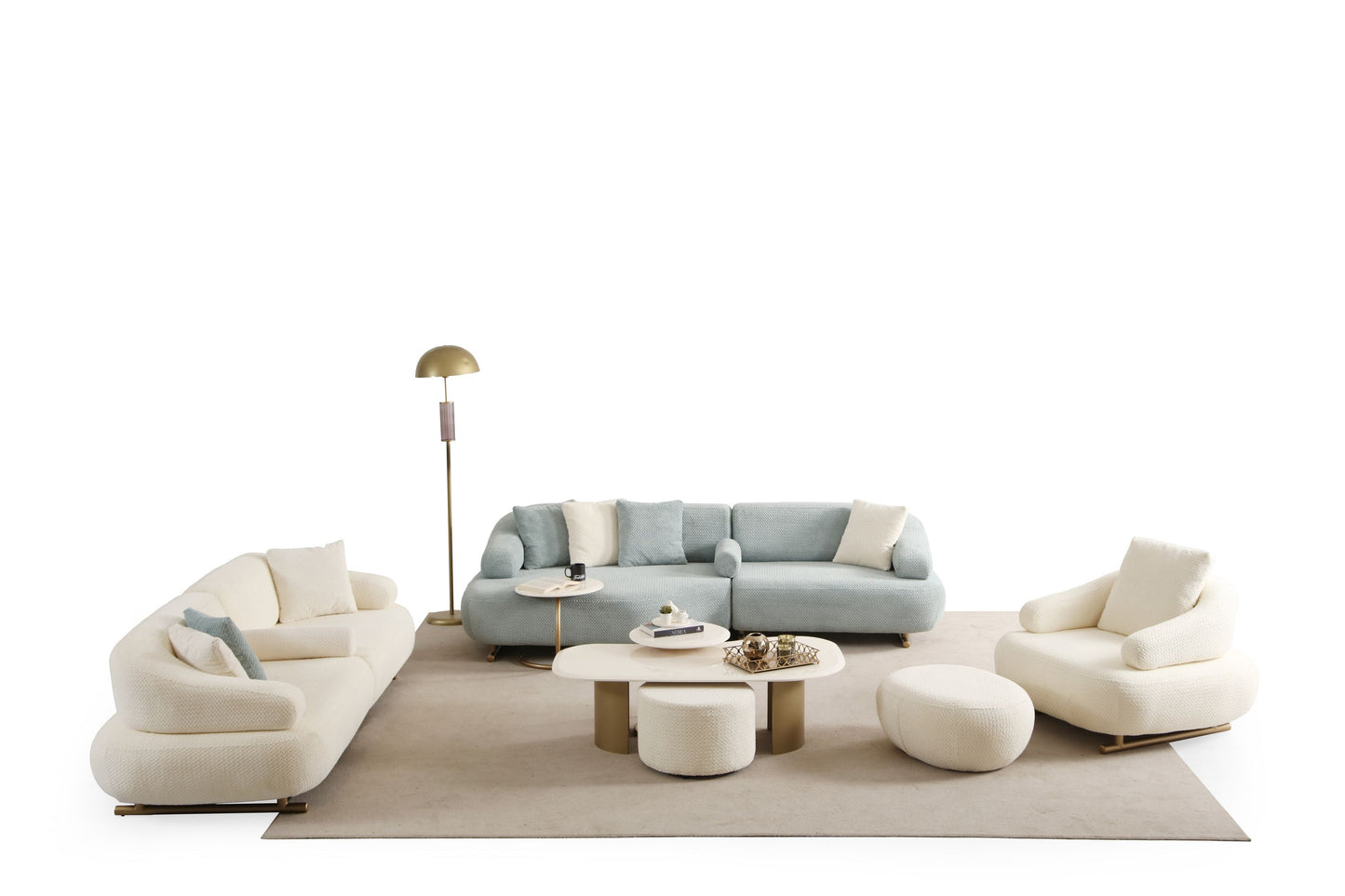 Sitzgruppe/Sofa Set - Wohnzimmergarnitur "Redbud" 3+2+1 -Beige - Nobelaa