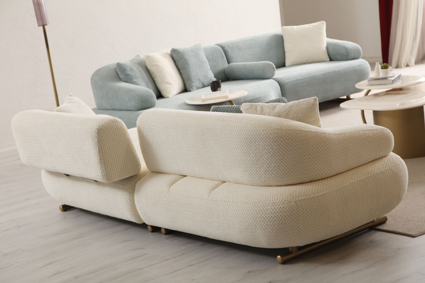 Sitzgruppe/Sofa Set - Wohnzimmergarnitur "Redbud" 3+2+1 -Beige - Nobelaa