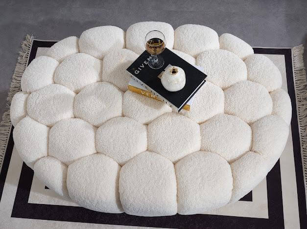 Sitzgruppe/Sofa Set - Wohnzimmergarnitur "Rosalia" 3+2+1 + Hocker - Weiß - Nobelaa