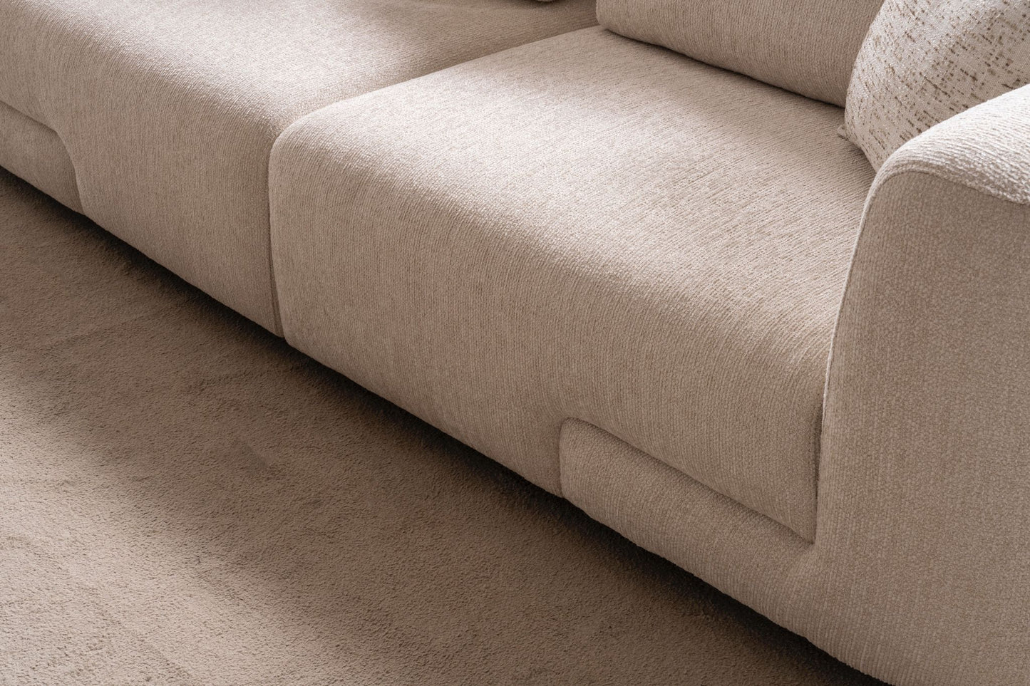 Sitzgruppe/Sofa Set - Wohnzimmergarnitur "Scilla" 3+3+1 + Mittelkonsolentisch - Beige - Nobelaa