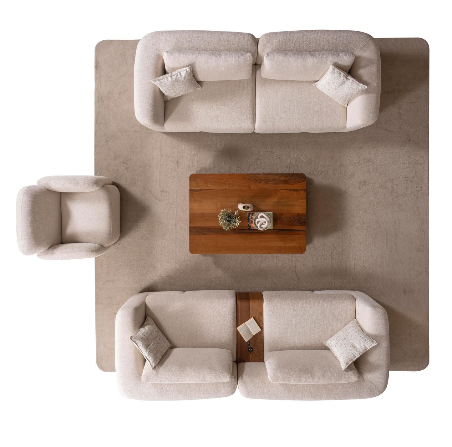 Sitzgruppe/Sofa Set - Wohnzimmergarnitur "Scilla" 3+3+1 + Mittelkonsolentisch - Beige - Nobelaa