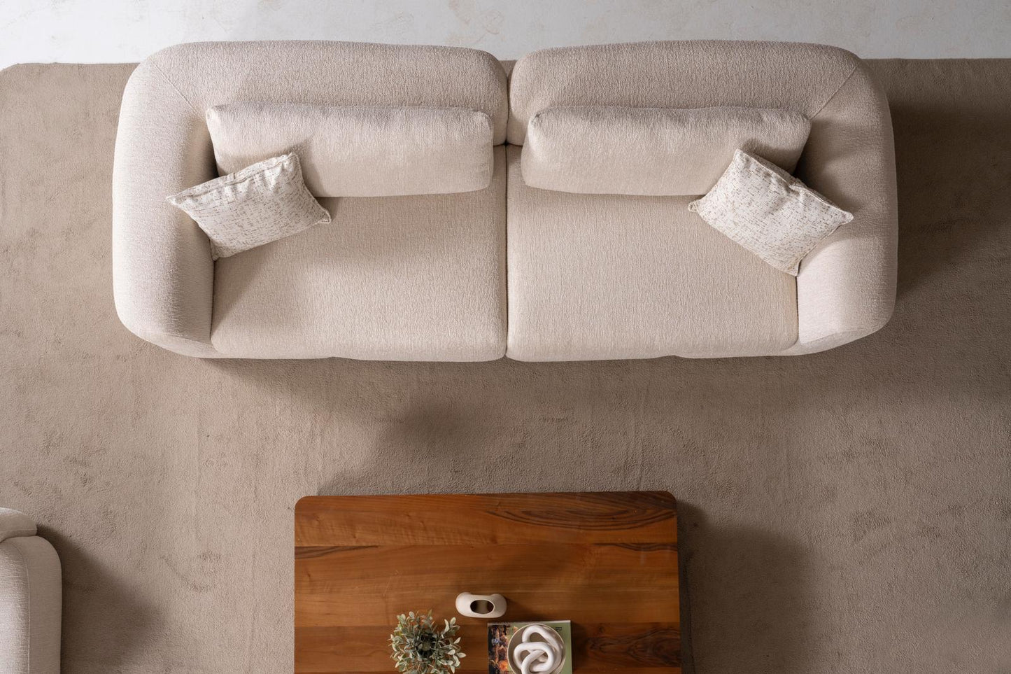 Sitzgruppe/Sofa Set - Wohnzimmergarnitur "Scilla" 3+3+1 + Mittelkonsolentisch - Beige - Nobelaa